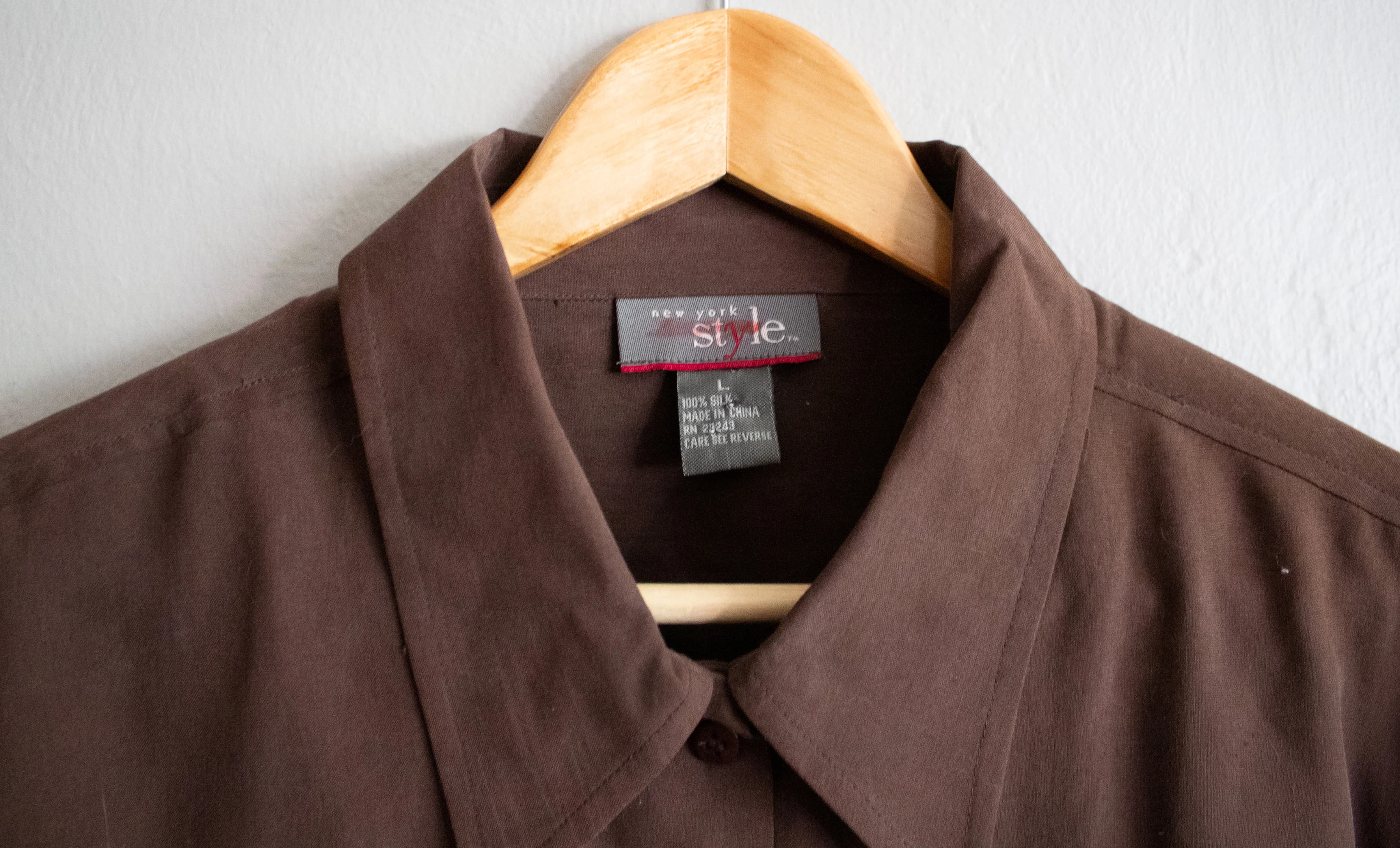 90s Brown Silk Button Up Blouse Medium Large - Image 4