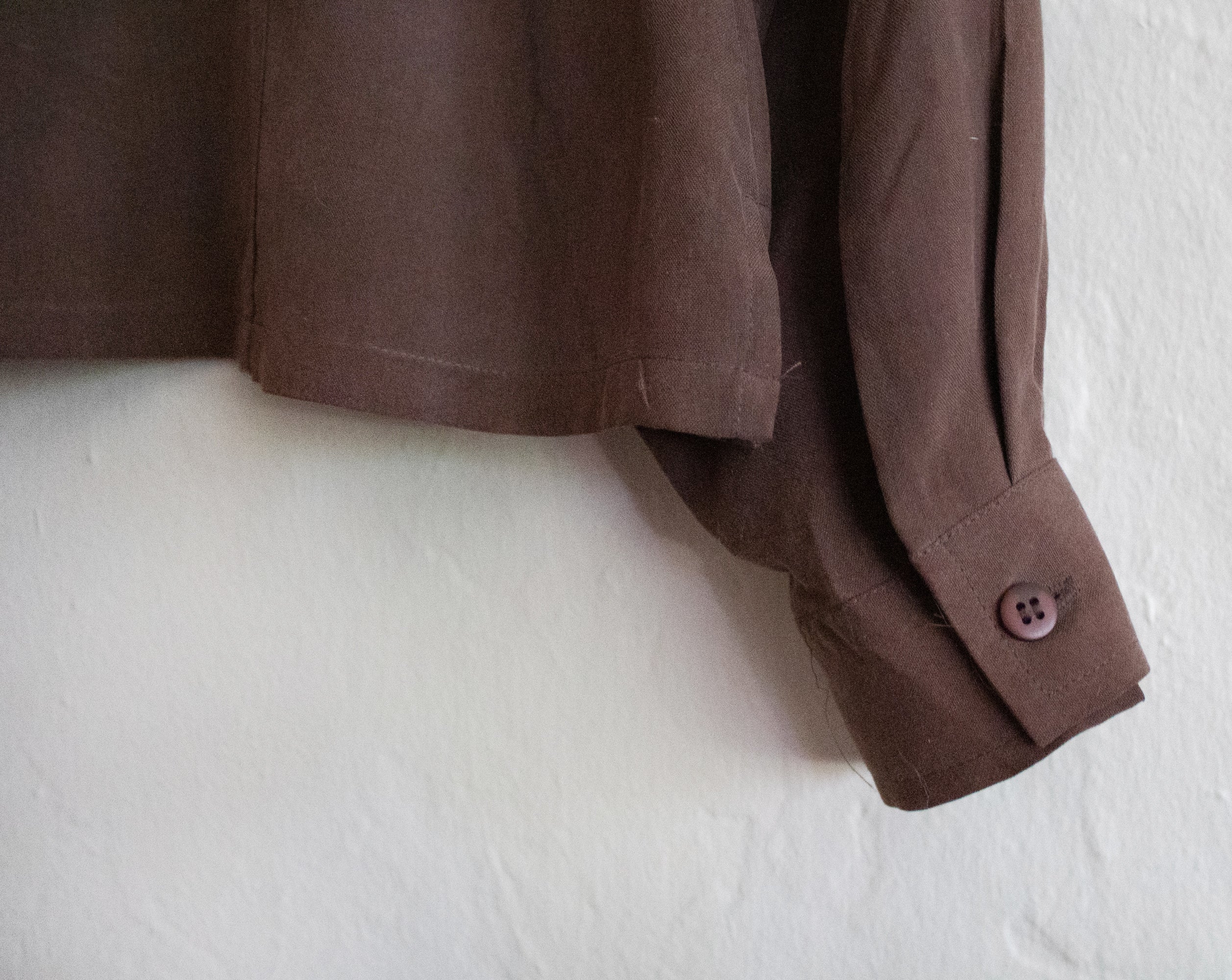 90s Brown Silk Button Up Blouse Medium Large - Image 8