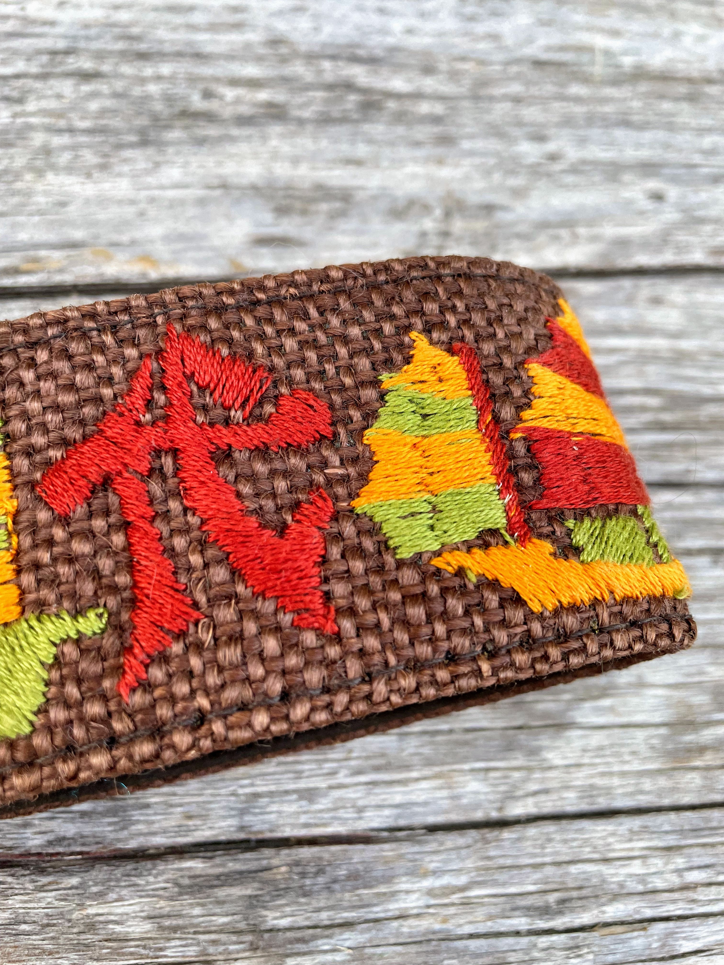 90s Burlap Wide Belt Embroidered Letters Ships - Image 3