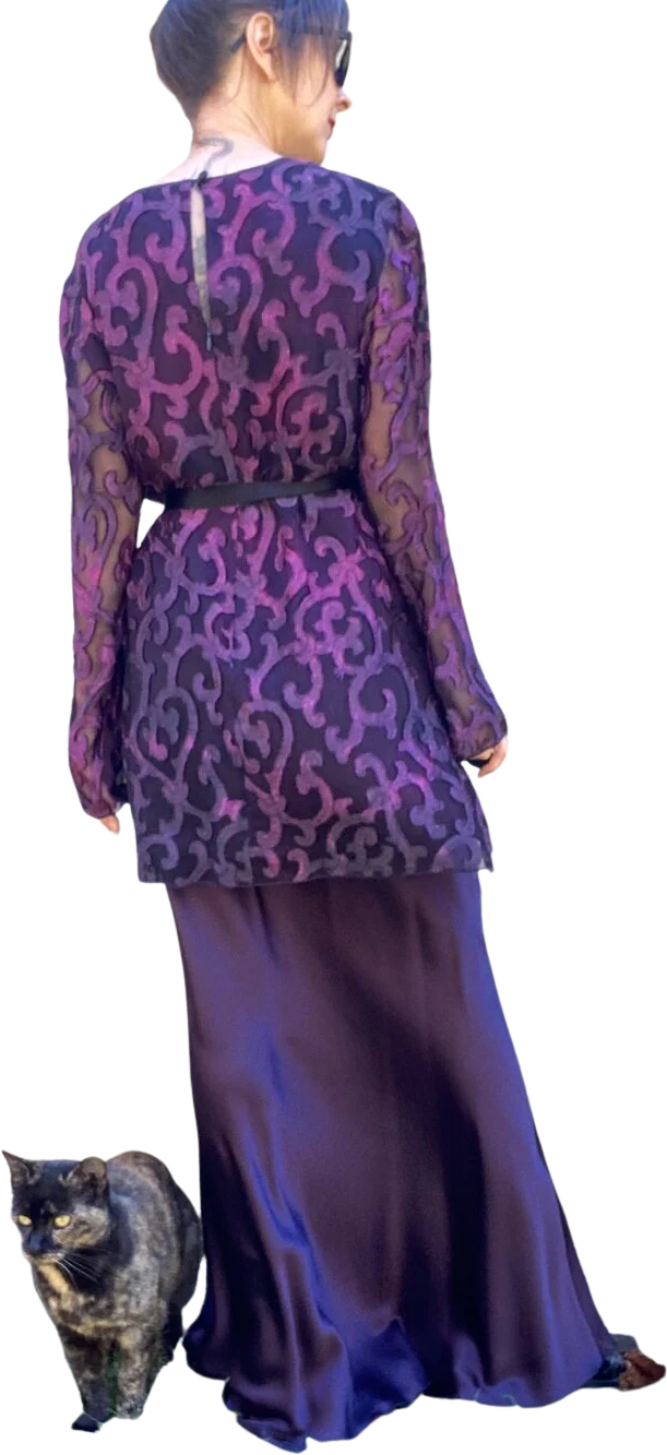 90s Burnout Tunic And Bias Cut Silk Skirt By Amy Michelson for Holly Harp - Image 2