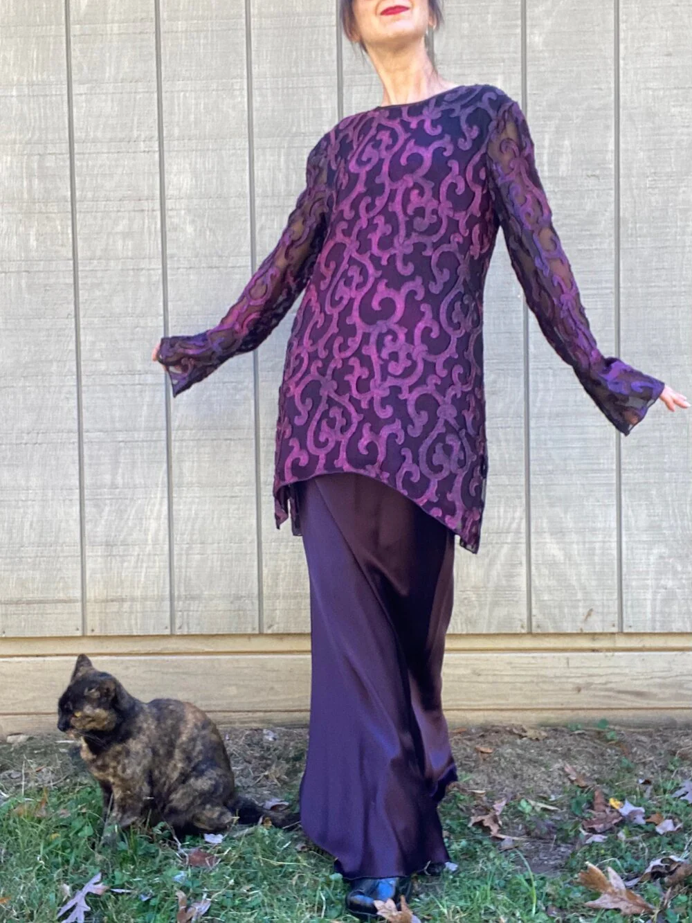 90s Burnout Tunic And Bias Cut Silk Skirt By Amy Michelson for Holly Harp - Image 5