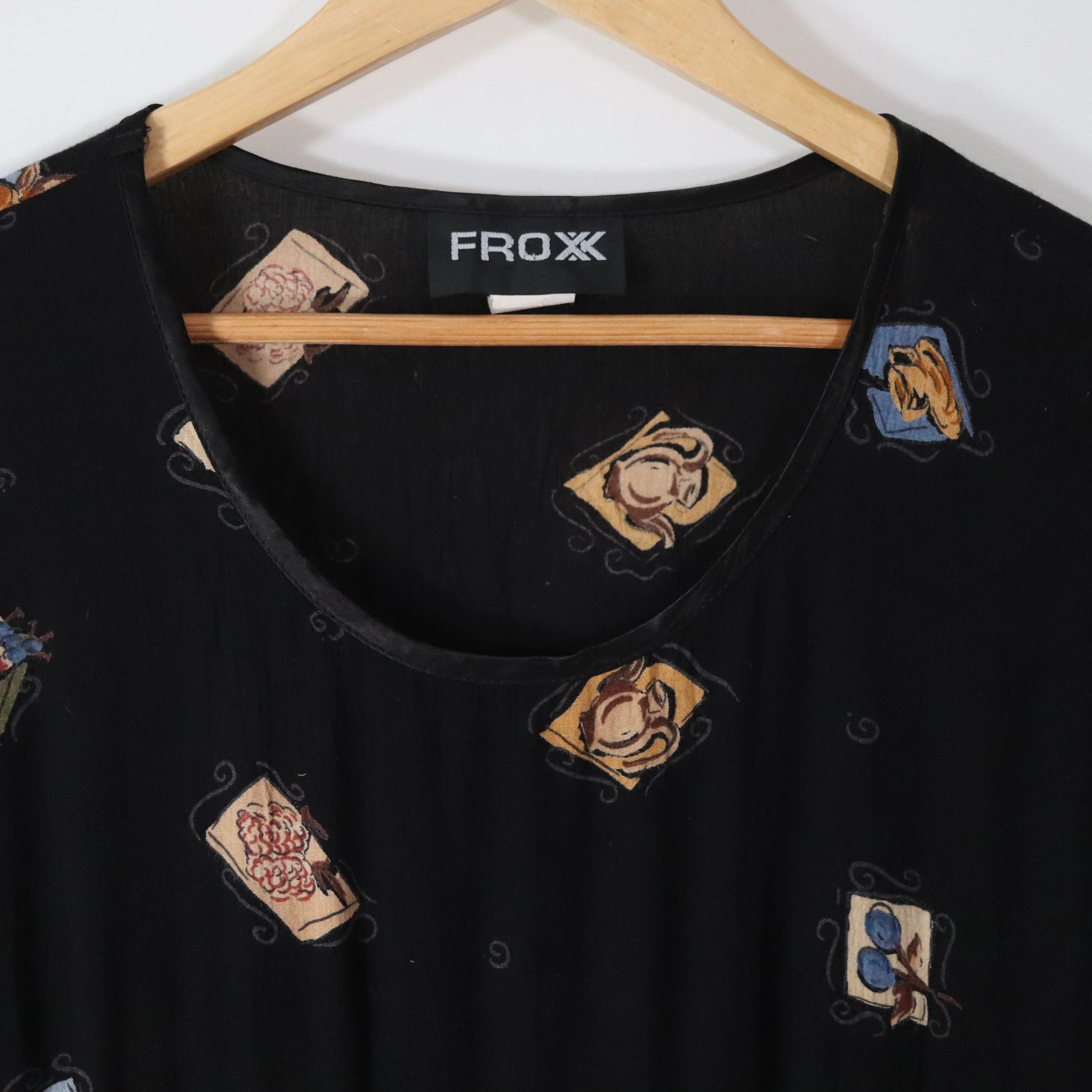 90s Café Print Coffee Teapot Rayon Maxi Dress By Froxx - Image 10