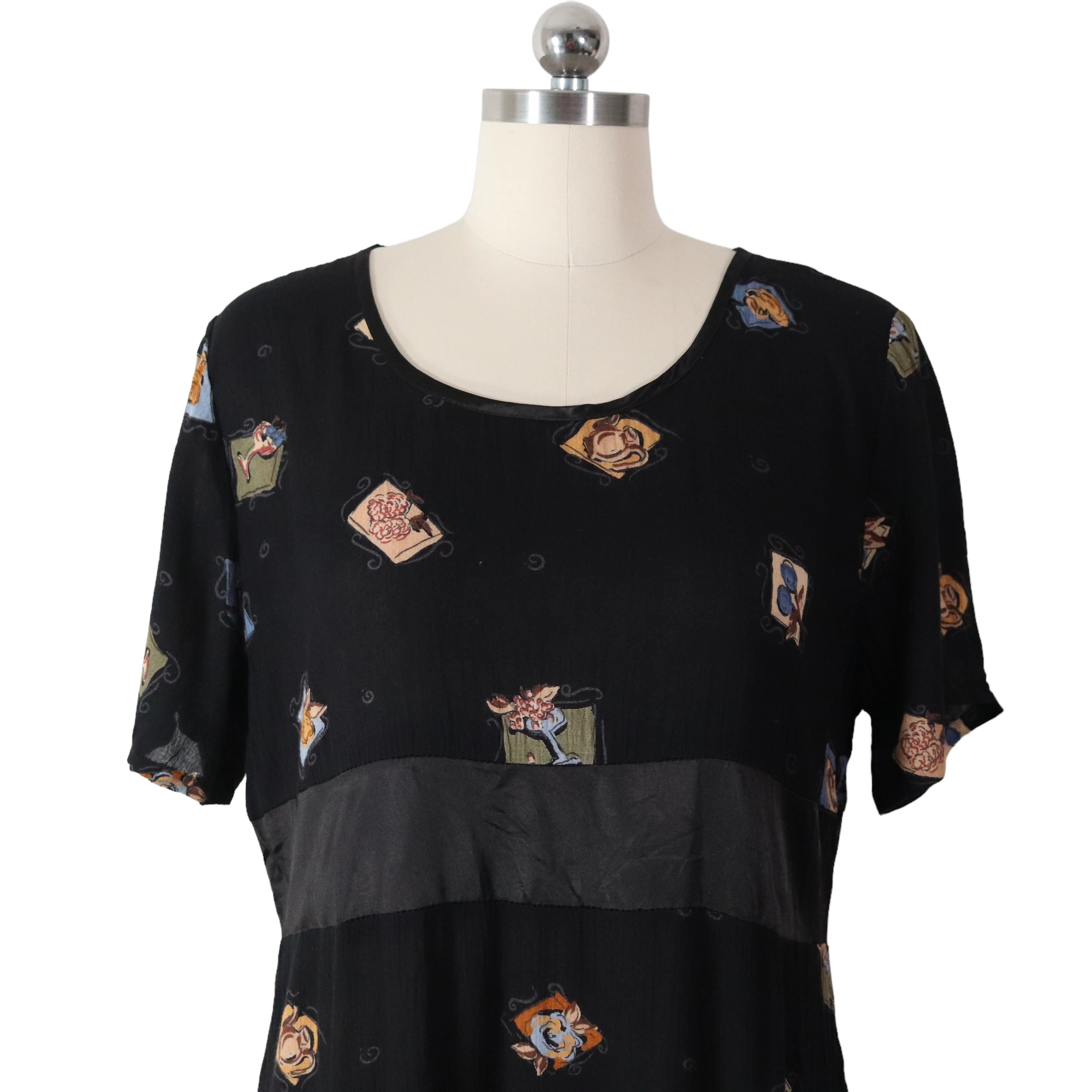 90s Café Print Coffee Teapot Rayon Maxi Dress By Froxx - Image 4