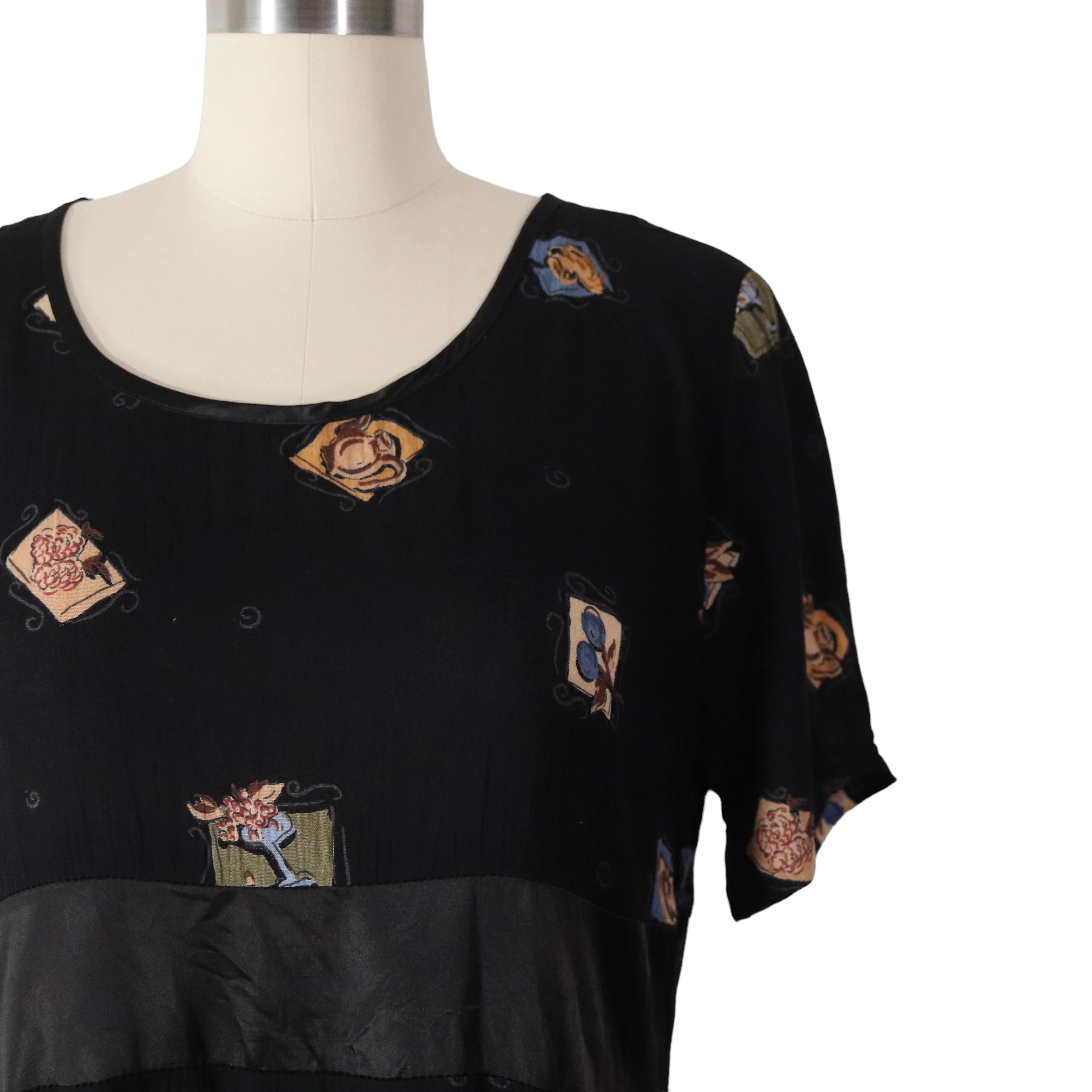 90s Café Print Coffee Teapot Rayon Maxi Dress By Froxx - Image 5