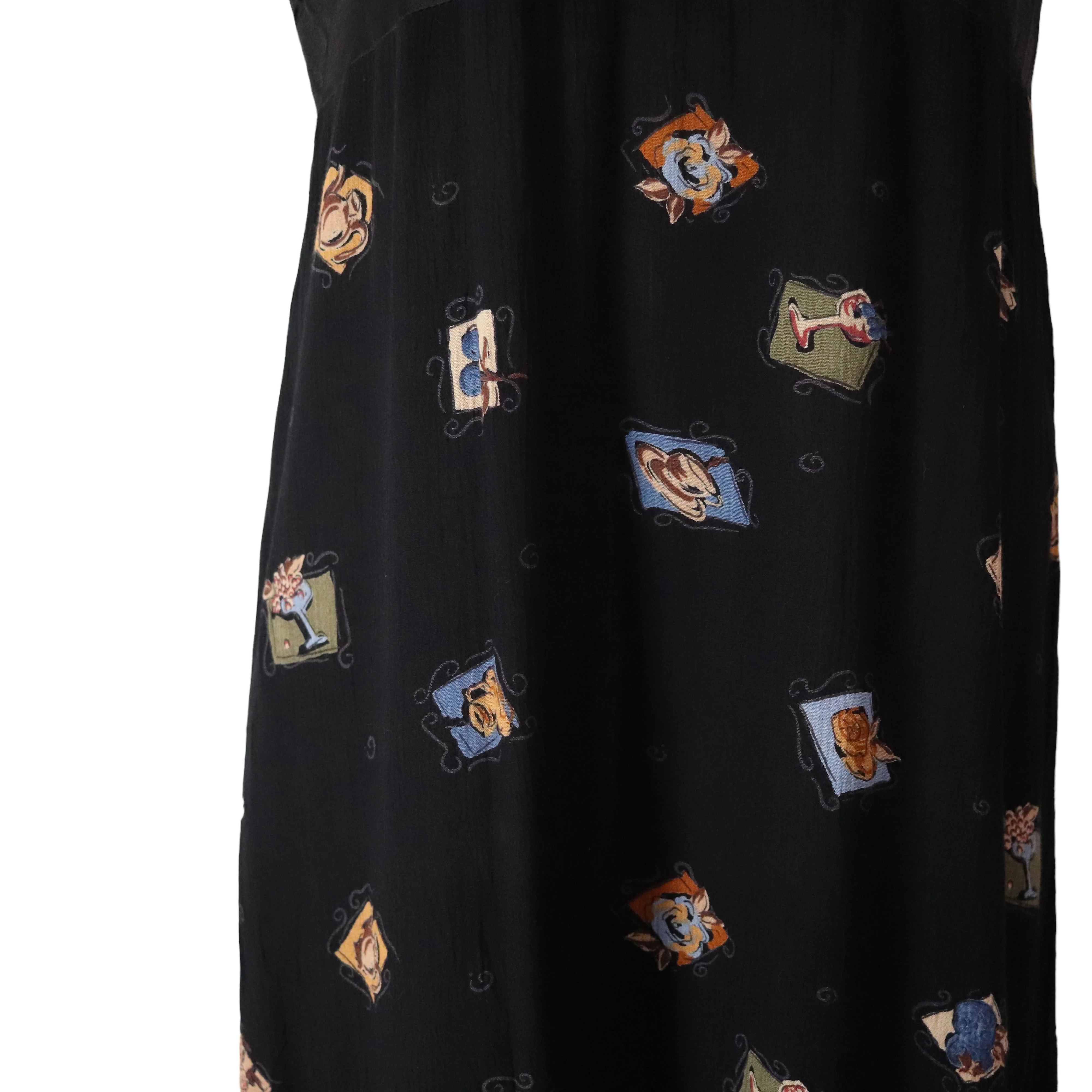 90s Café Print Coffee Teapot Rayon Maxi Dress By Froxx - Image 6