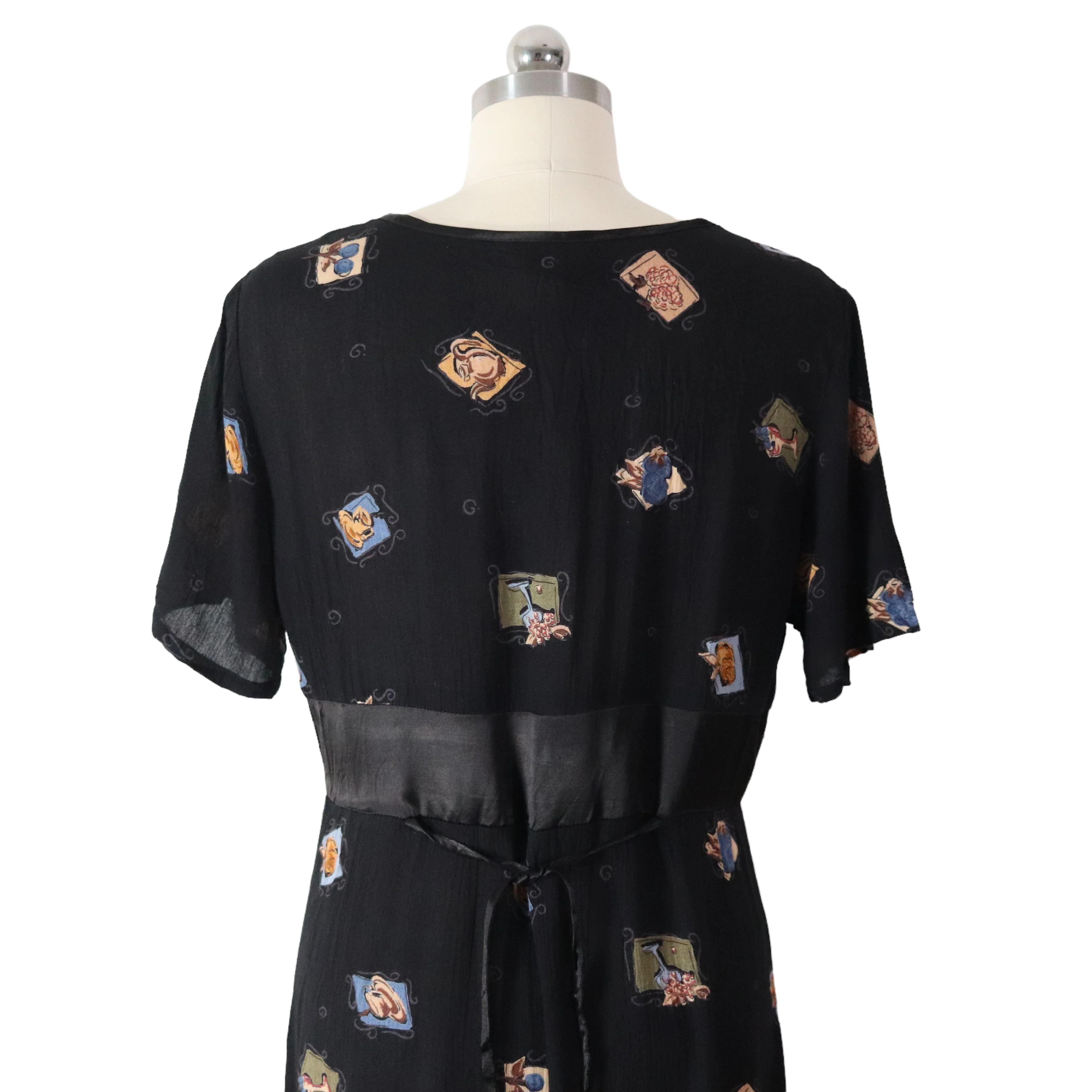 90s Café Print Coffee Teapot Rayon Maxi Dress By Froxx - Image 7