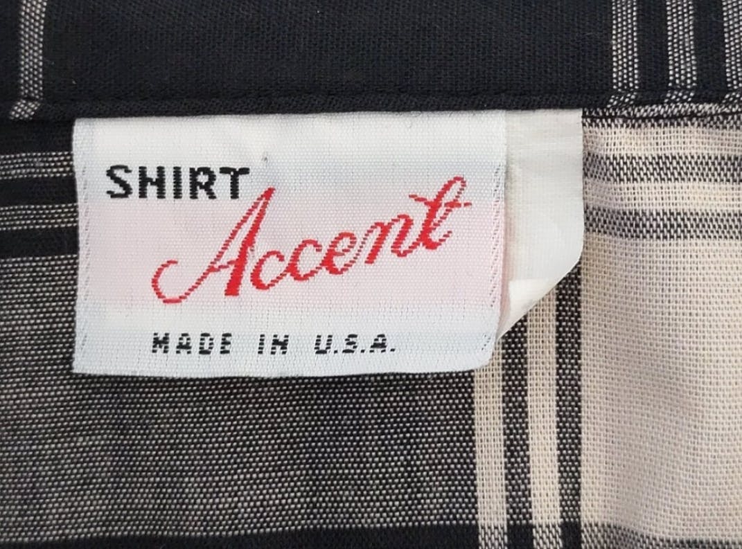 90's Charcoal Gray and Cream Plaid Shirt by Shirt Accent Usa - Image 6