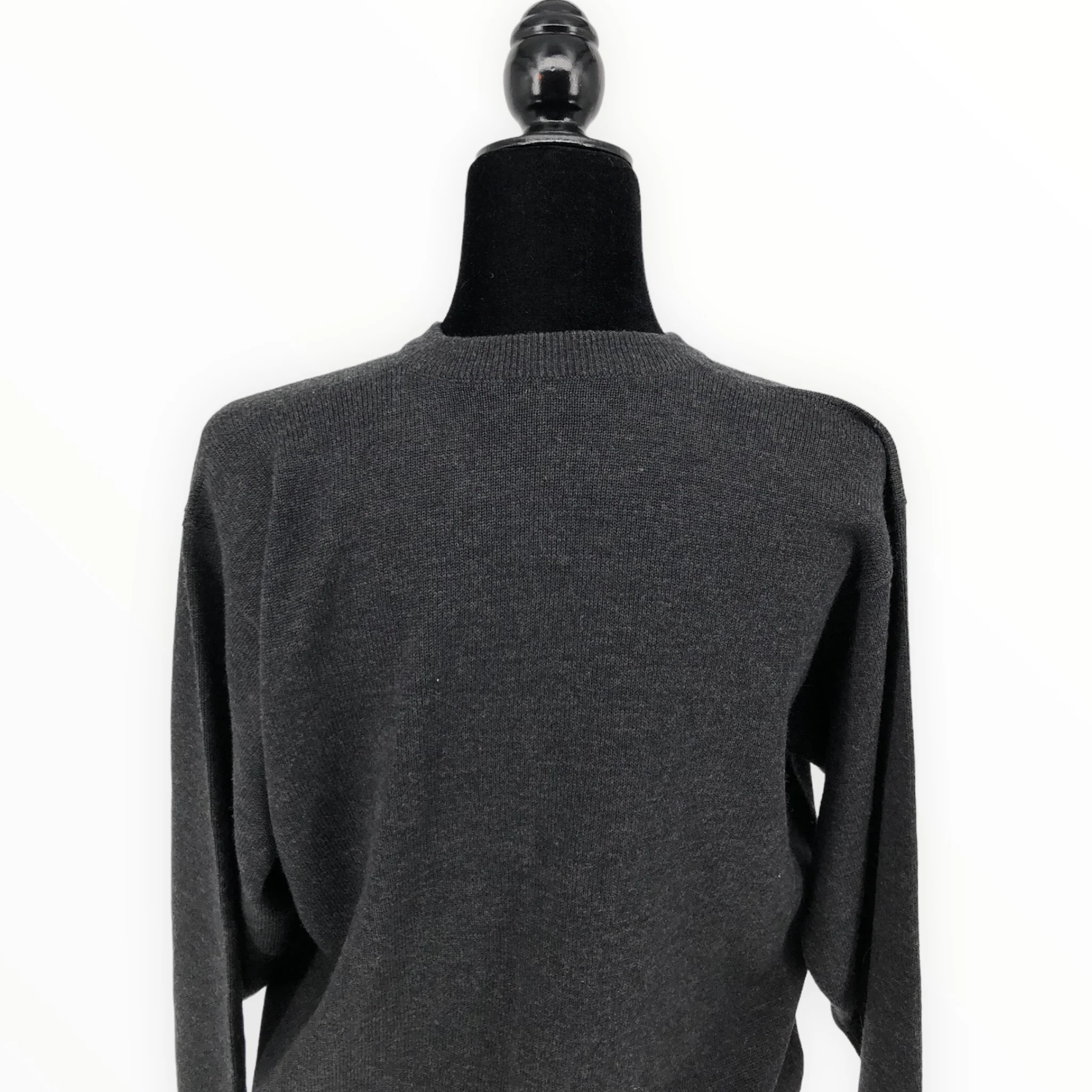 90s Charcoal Merino Wool Long Sleeve Button Cardigan By Burberry - Image 6