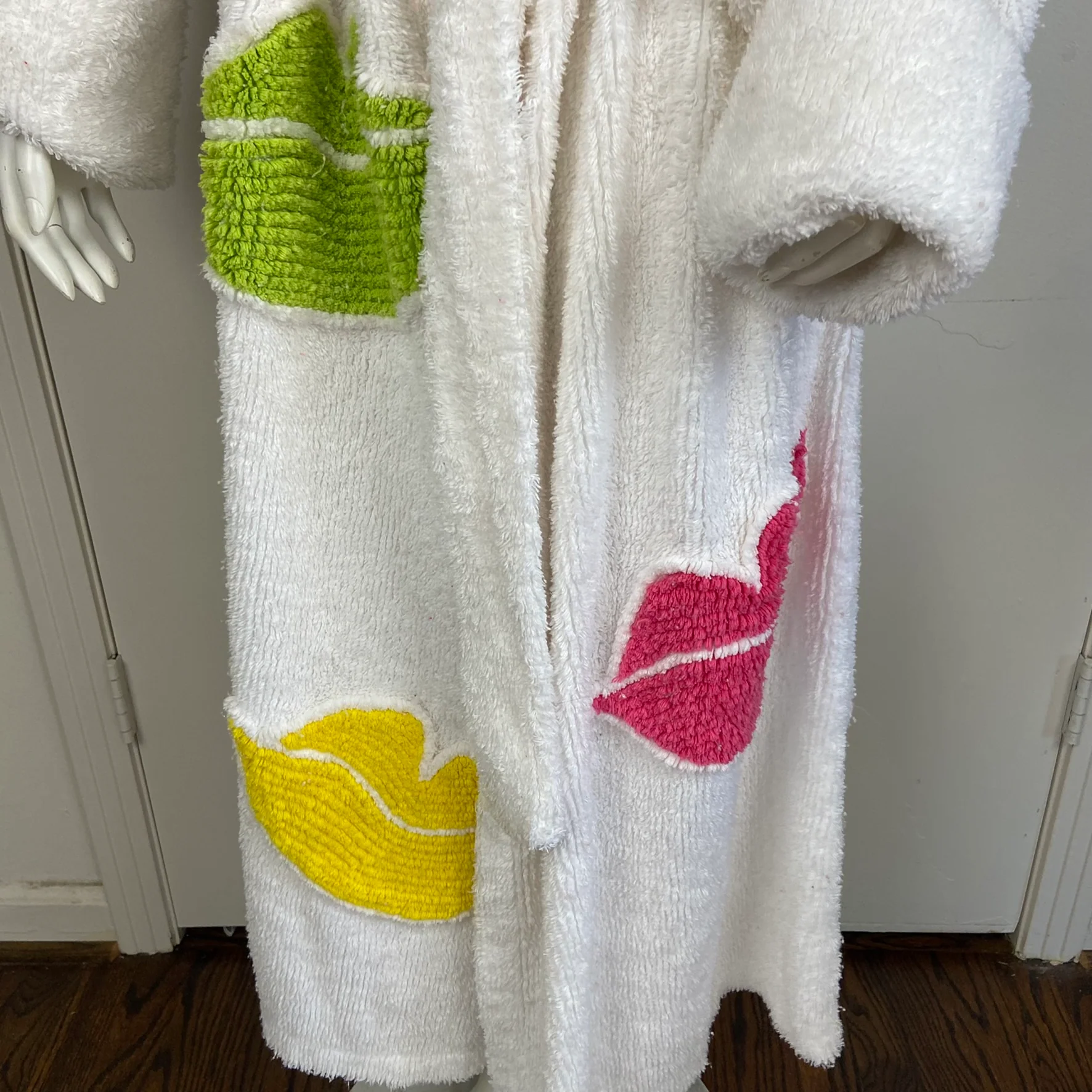 90s Chenille Kiss Kisses Lips Marks Robe Xxl 2xl By Canyon Group - Image 5