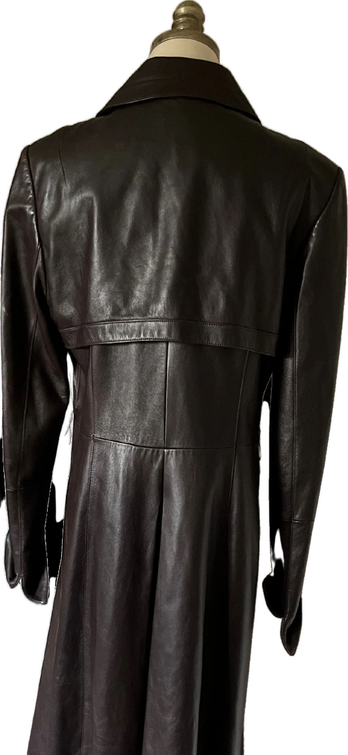 90s Chocolate Brown Lambskin Double Breasted Trench By Lafayette 148 - Image 2