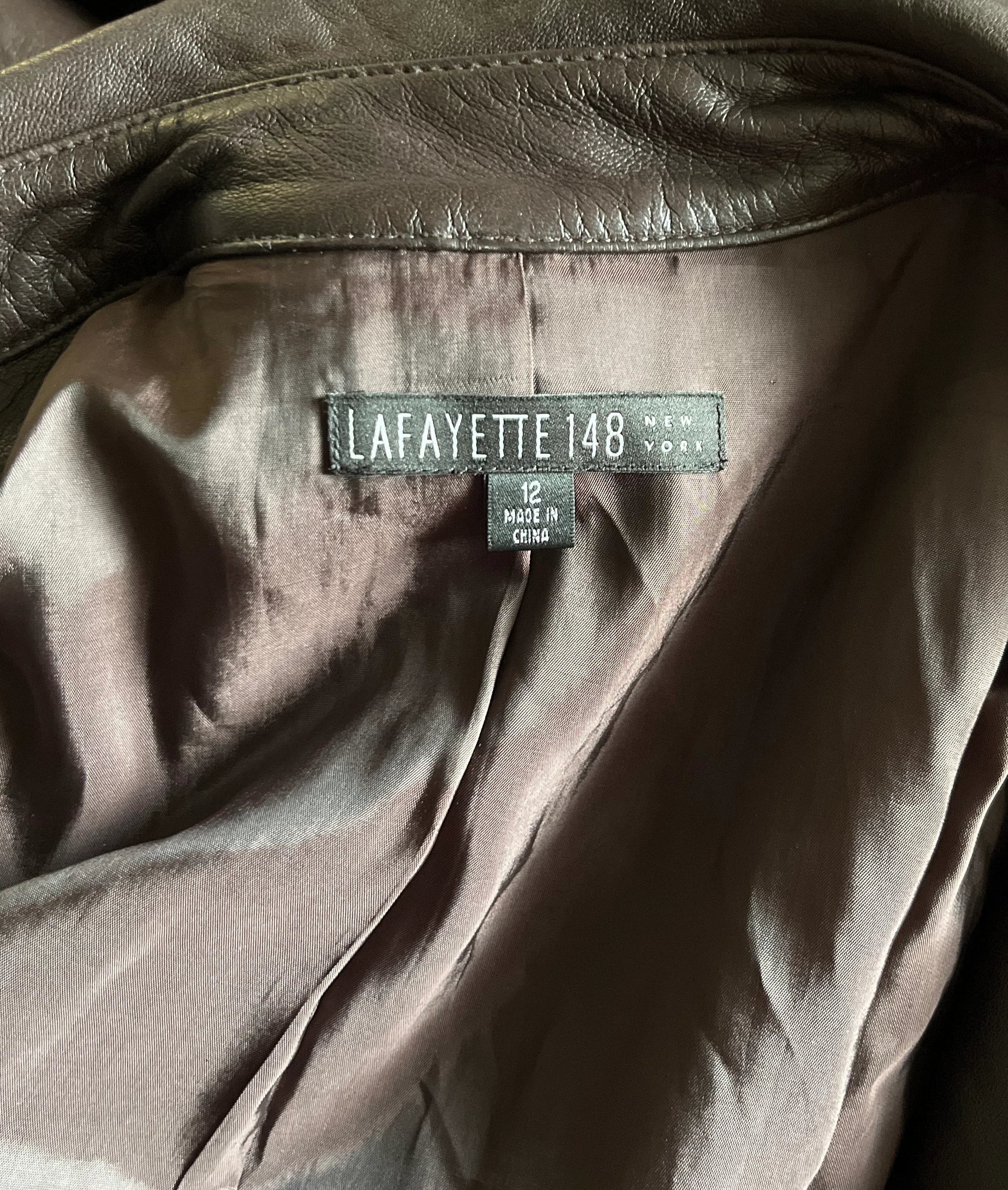 90s Chocolate Brown Lambskin Double Breasted Trench By Lafayette 148 - Image 7