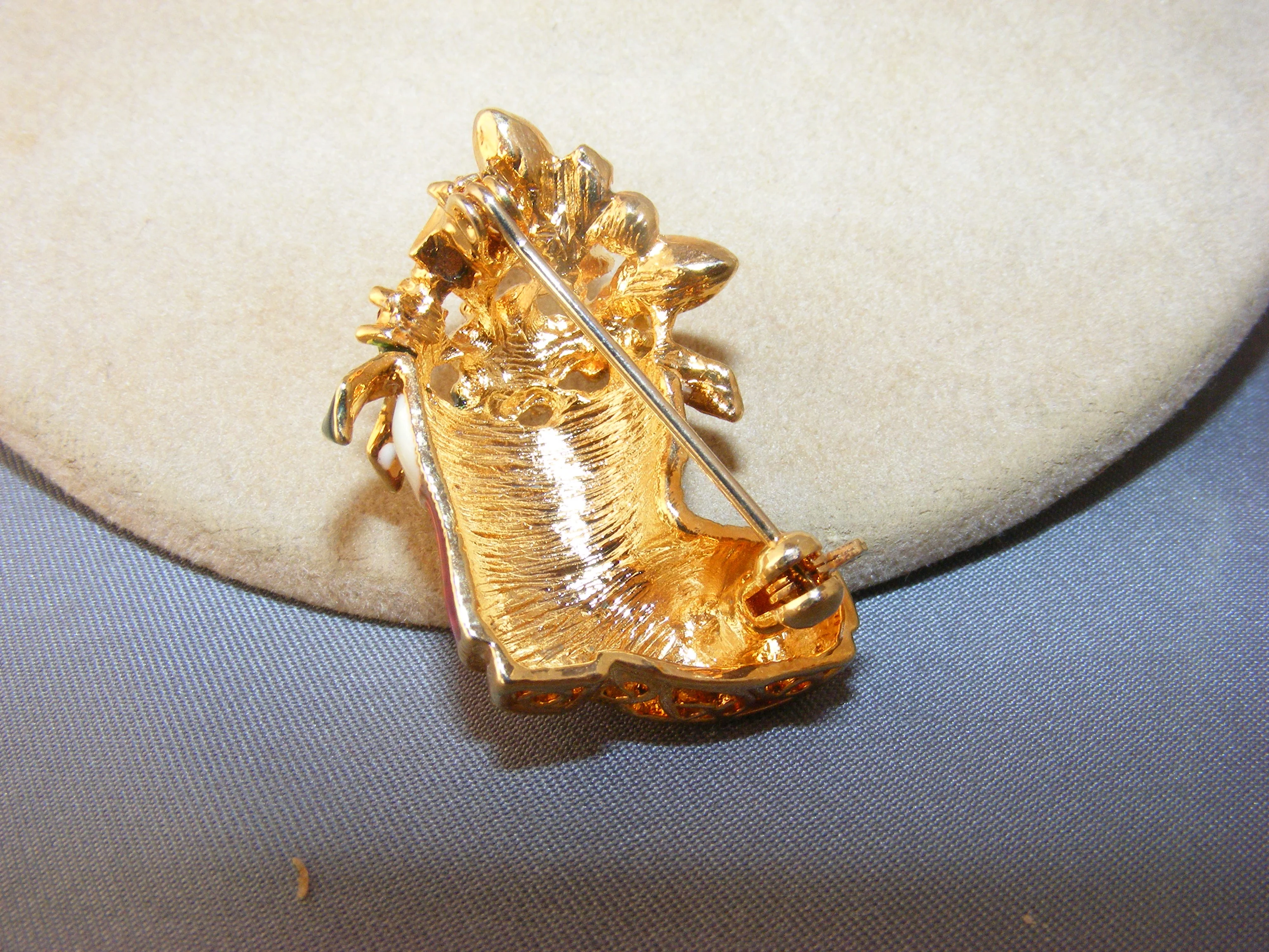 90s Christmas Pin Doggie In Red Boot Enameled By Gerry's - Image 4