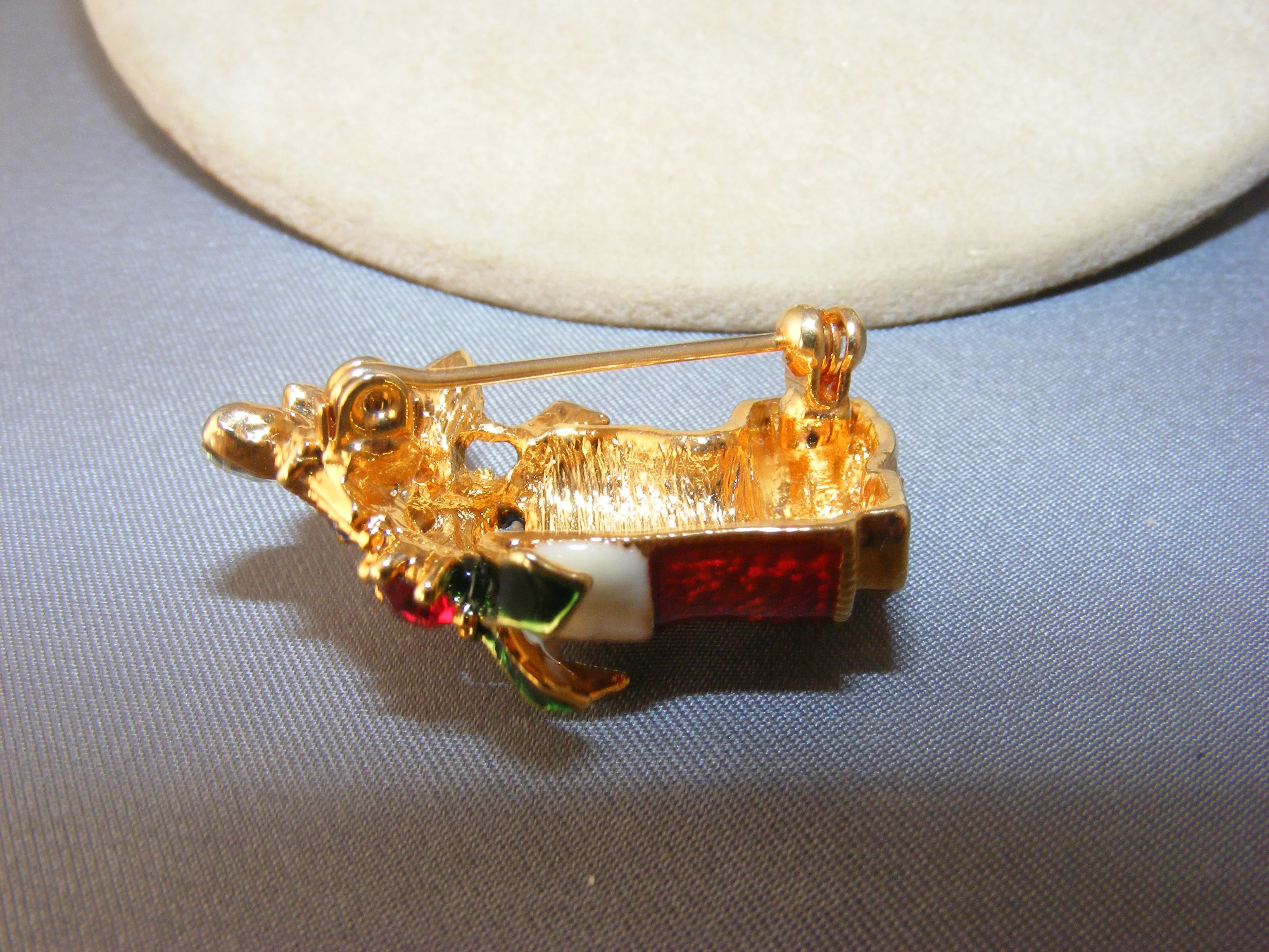 90s Christmas Pin Doggie In Red Boot Enameled By Gerry's - Image 5