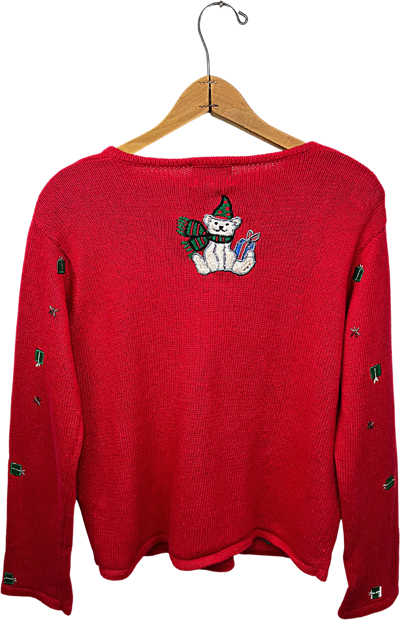 90s Christmas Present Bear Fuzzy Holiday Cardigan By Desinger Studio - Image 2