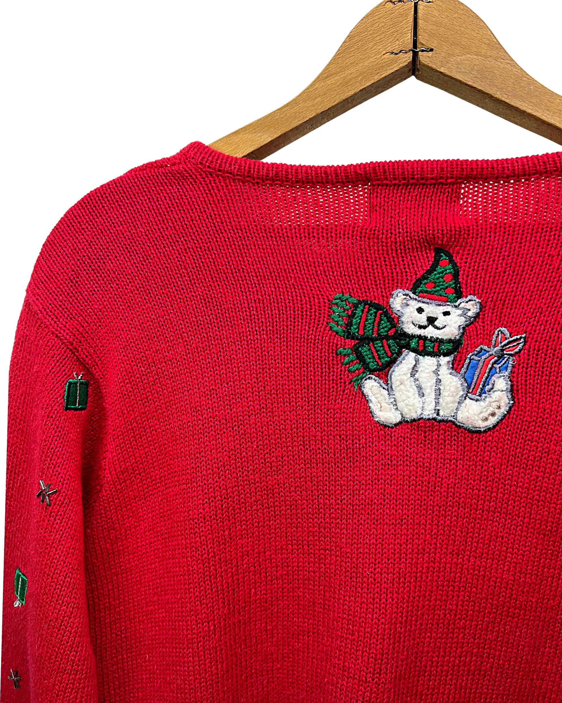 90s Christmas Present Bear Fuzzy Holiday Cardigan By Desinger Studio - Image 8