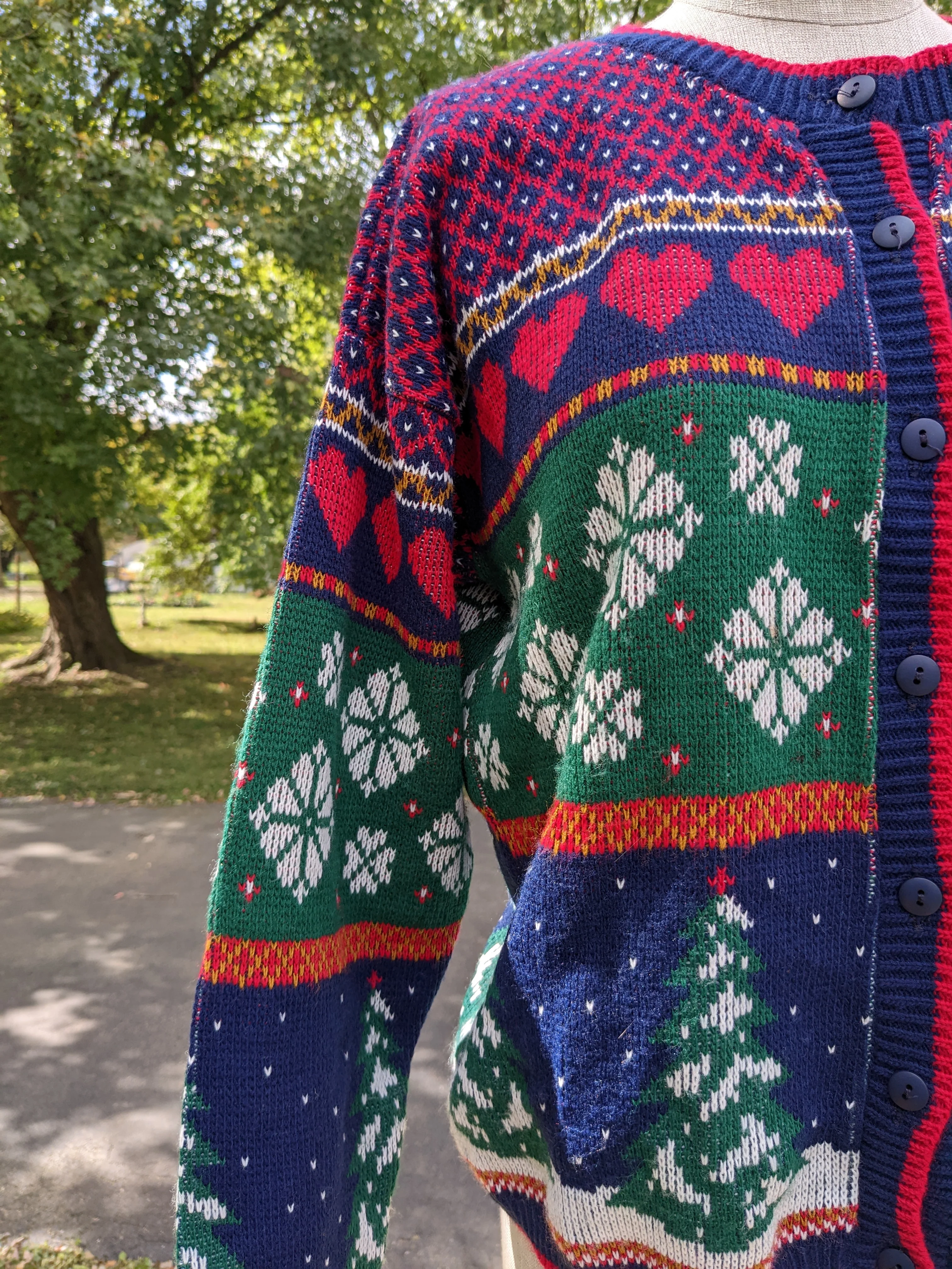 90s Christmas Winter Scene Cardigan By United States Sweaters - Image 3
