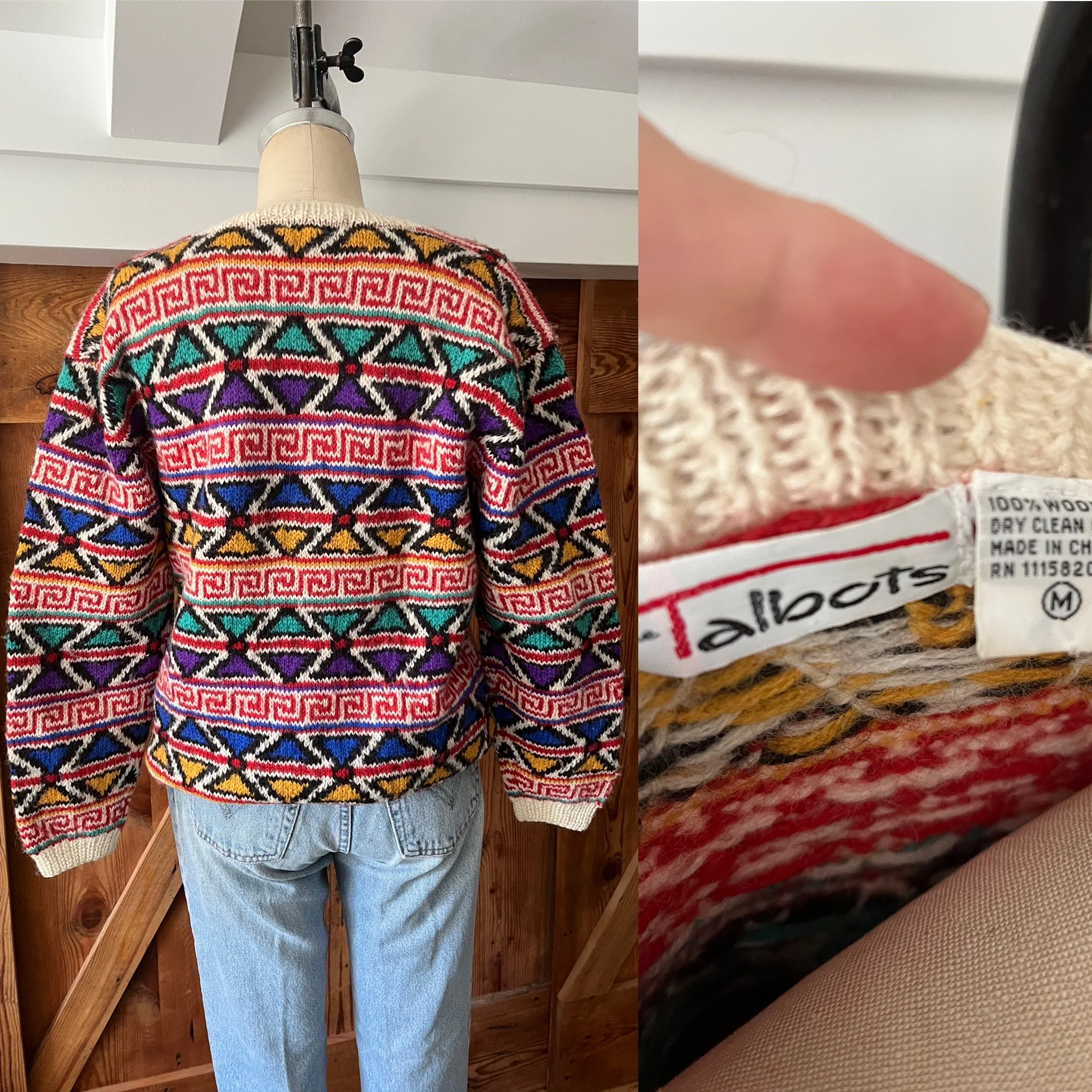 90s Chunky Oversized Sweater Southwestern Geo Print By Talbots - Image 4
