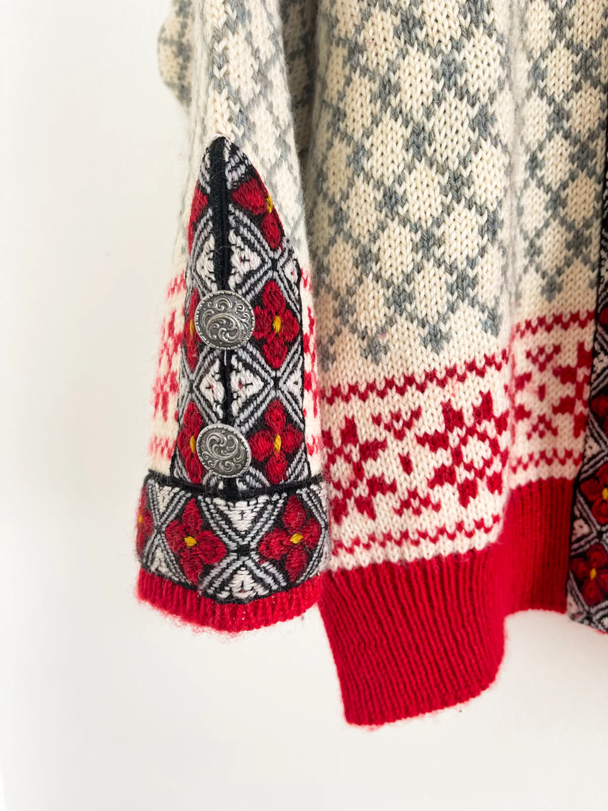 90s Classic Red Wool Snowflake Cardigan Ski Sweater By Dale of Norway - Image 7