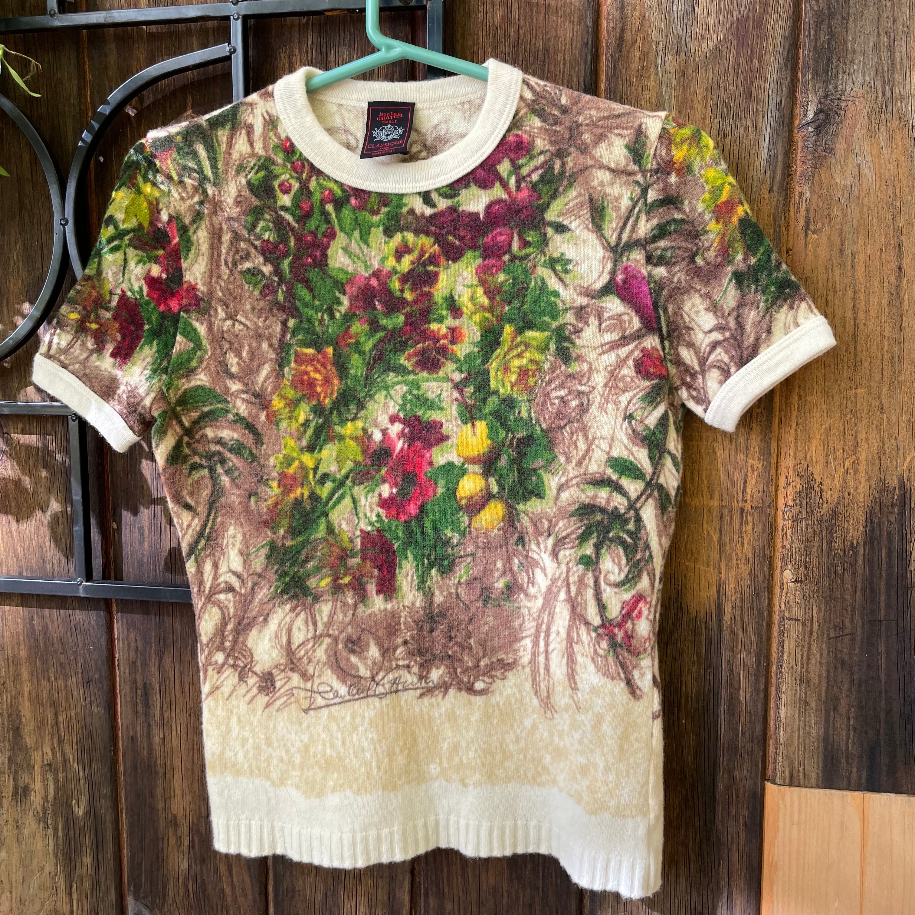 90s Classique Fruit Botanical Print Wool Knit Top By Jean Paul Gaultier - Image 3
