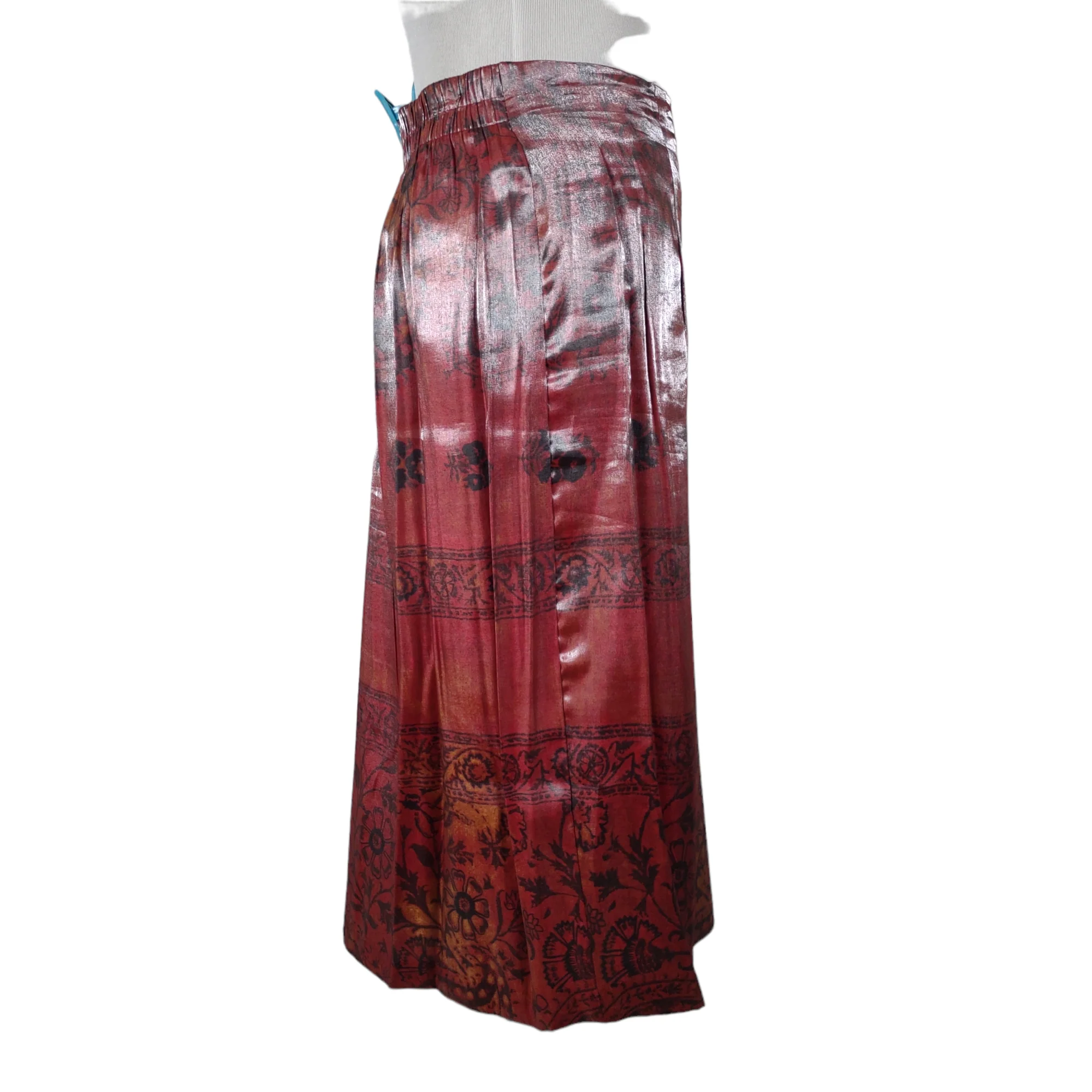 90s Co-ord Skirt Set Red Floral Iridescent Satin By Sharon Anthony - Image 8