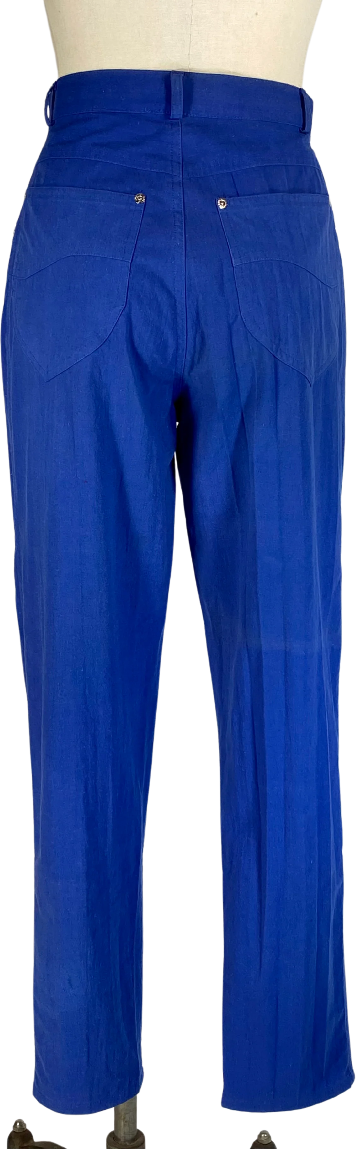 90s Cobalt Blue Cotton Blend High Waist Pants By Justin Allen - Image 2