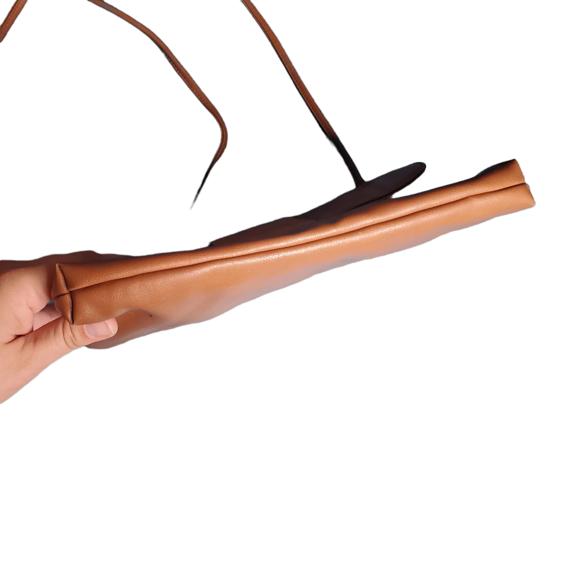 90s Cognac Brown Leather Top Flap Crossbody Bag By Perry Ellis America - Image 7