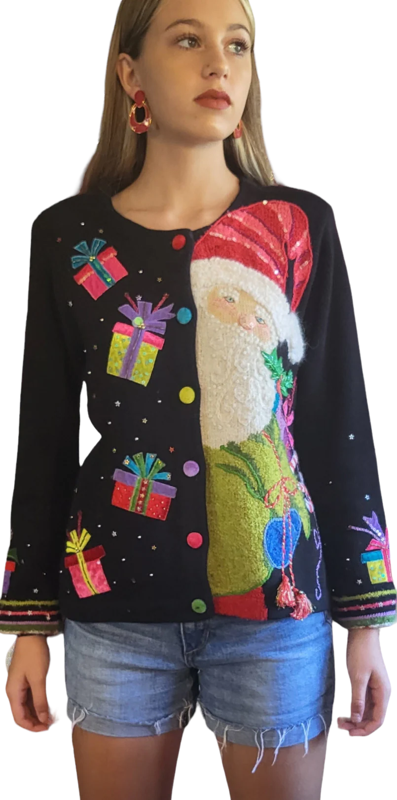 90s Collectible Santa Motif Christmas Sweater By Design Options by Philip & Jane Gordon - Image 2