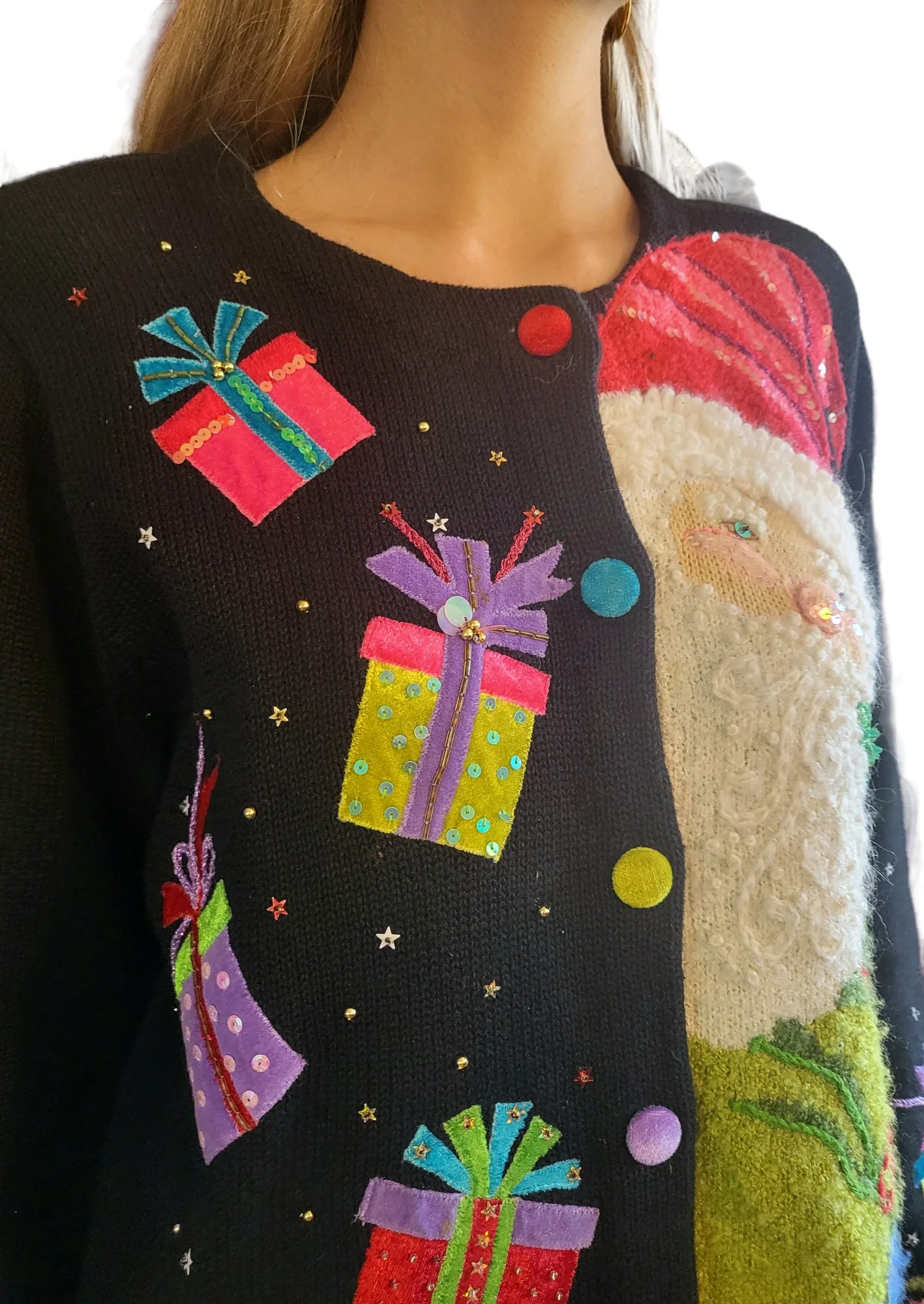 90s Collectible Santa Motif Christmas Sweater By Design Options by Philip & Jane Gordon - Image 5