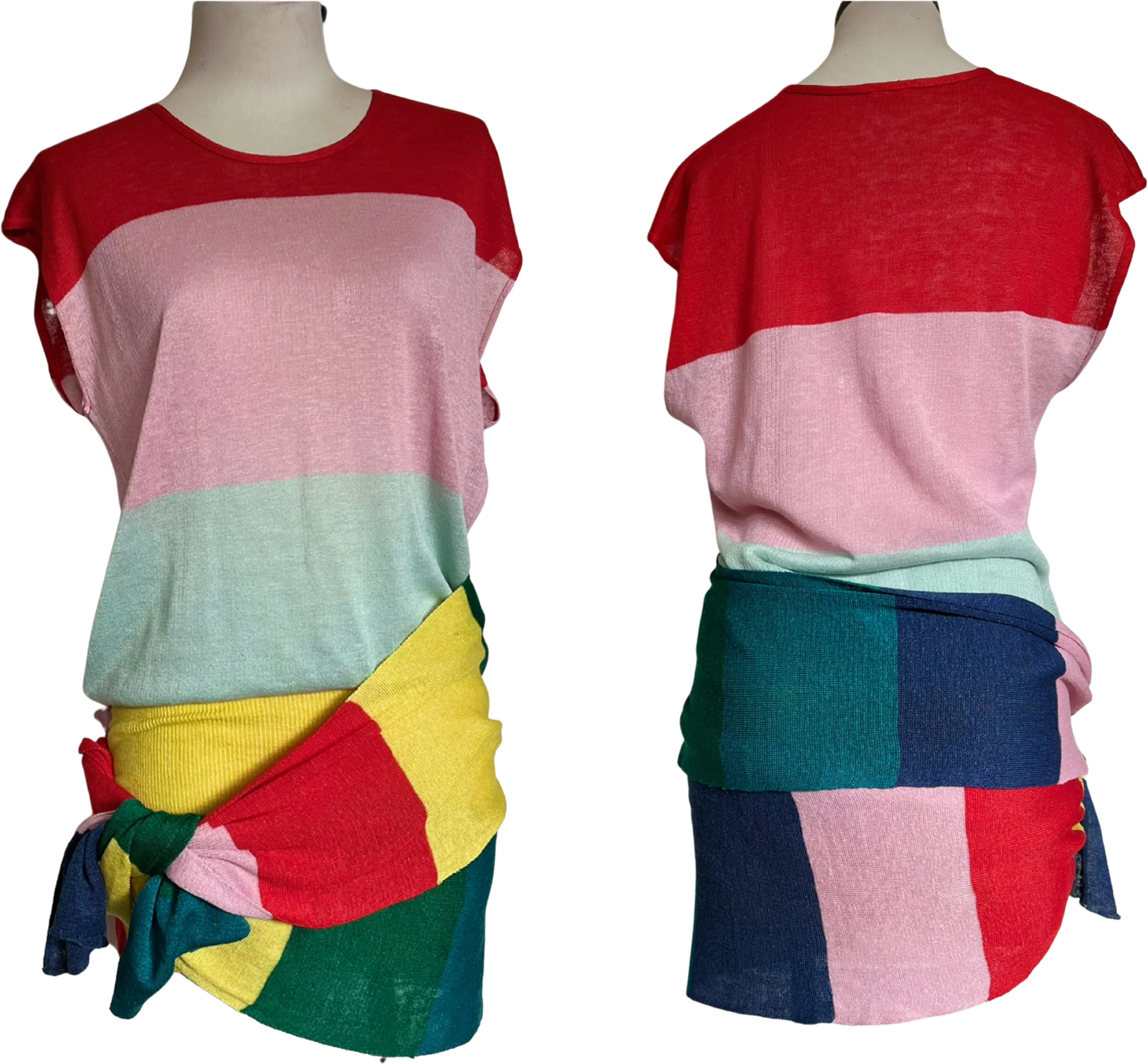 90s Colorblock Top And Scarf By Kenzo