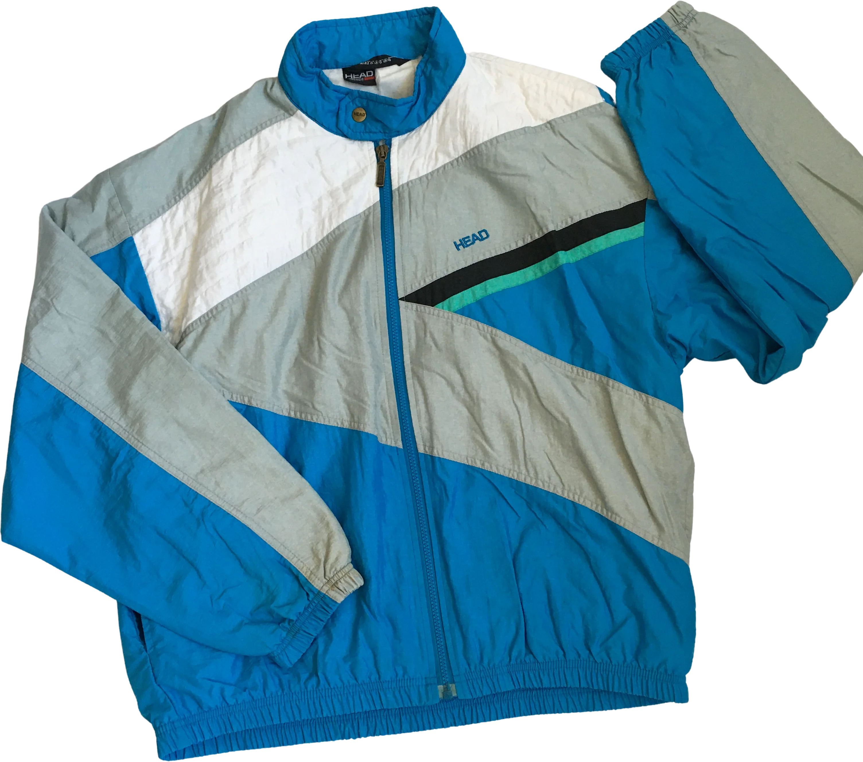 90s Colorblock Track Suit 2 Pc Jacket Pants By Head - Image 2