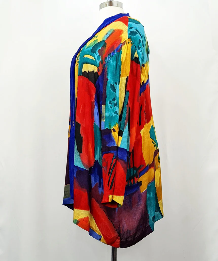 90s Colorful Art To Wear Abstract Print Tunic Top By Sharon Anthony - Image 5