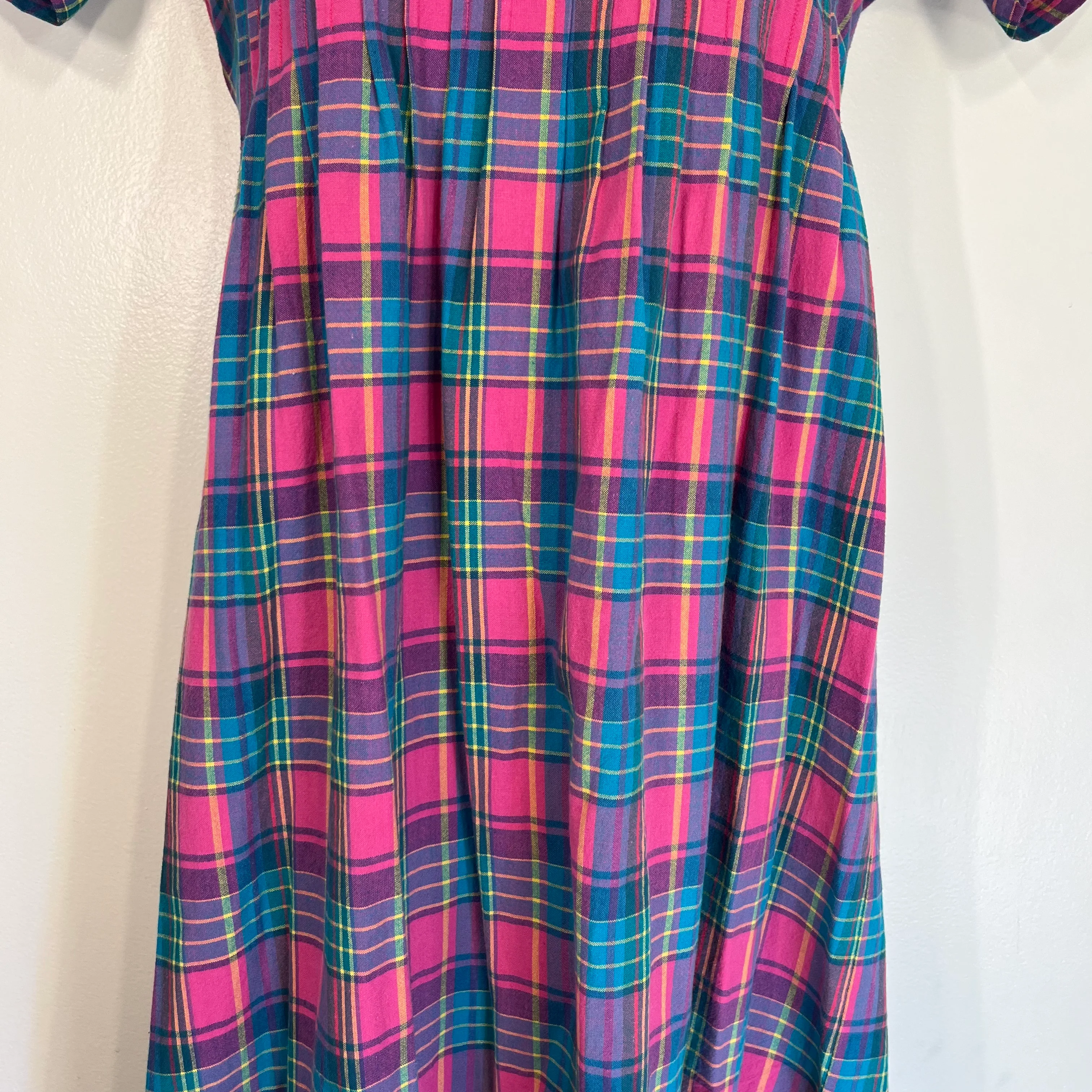 90s Colorful Plaid Tie Back Midi Dress One Size - Image 6