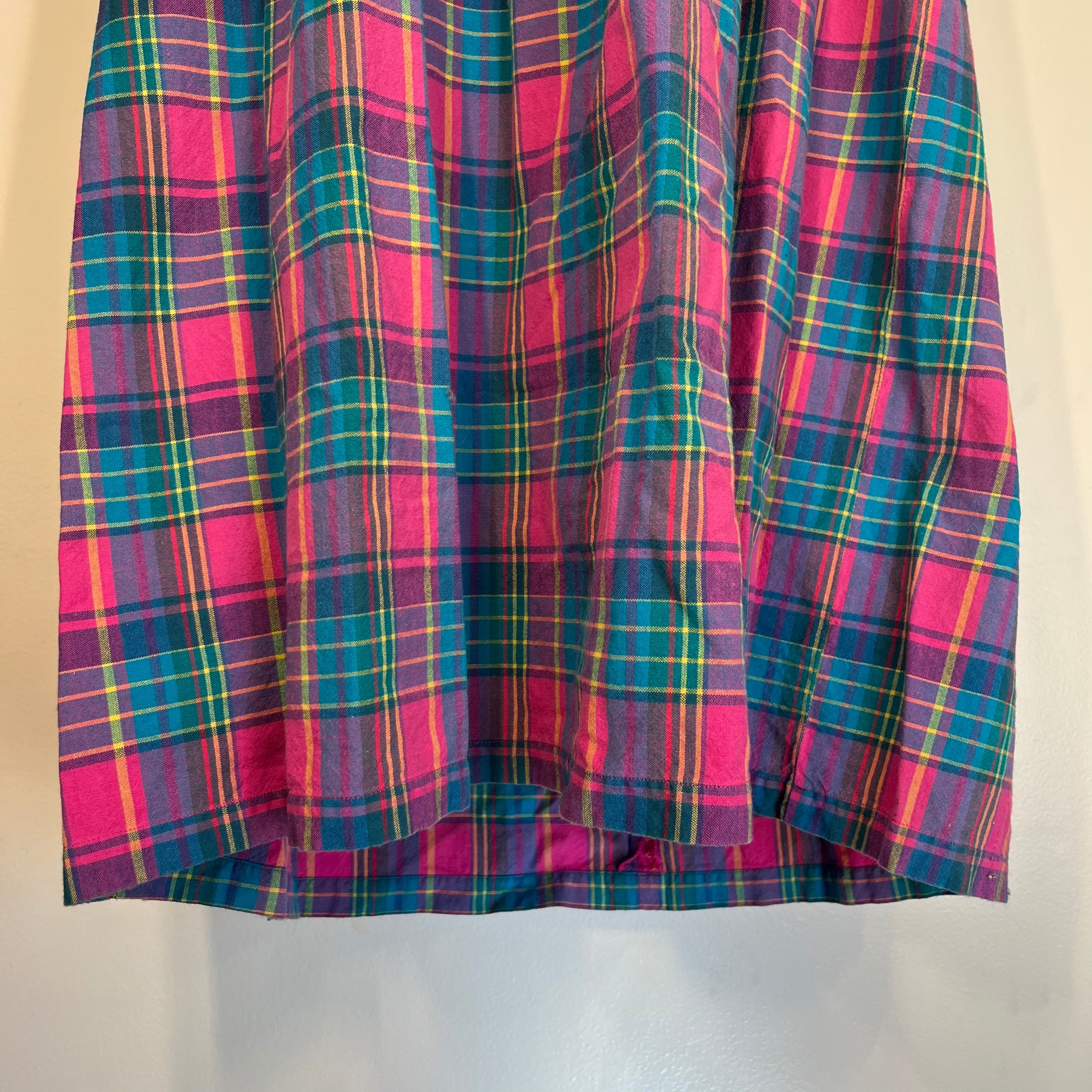 90s Colorful Plaid Tie Back Midi Dress One Size - Image 7