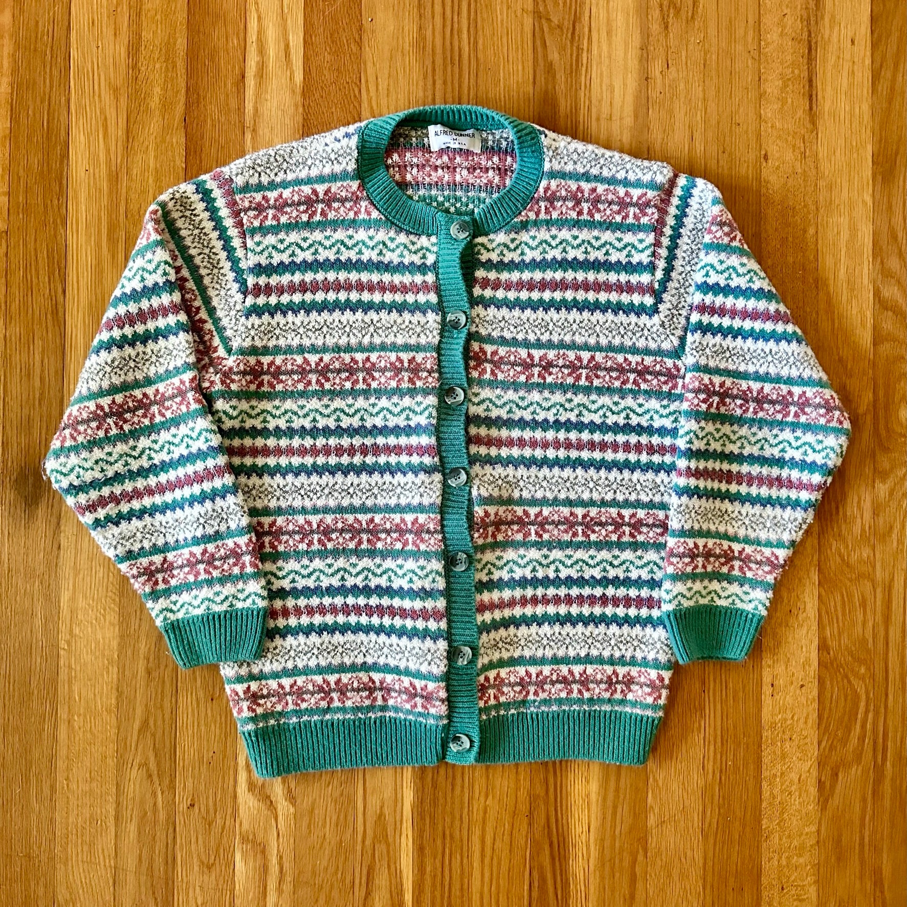 90s Cottage Striped Cardigan Sweater - Image 3