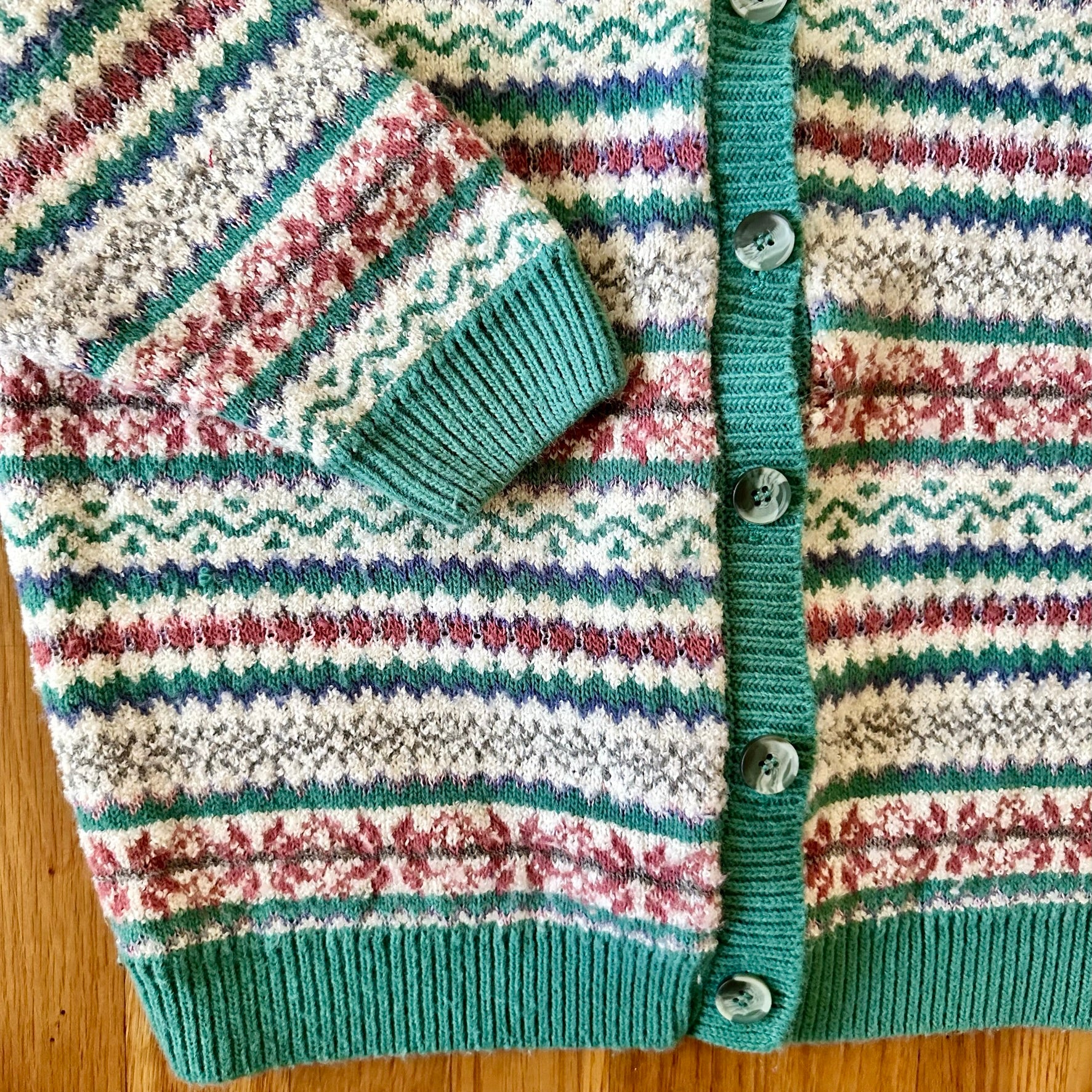 90s Cottage Striped Cardigan Sweater - Image 4