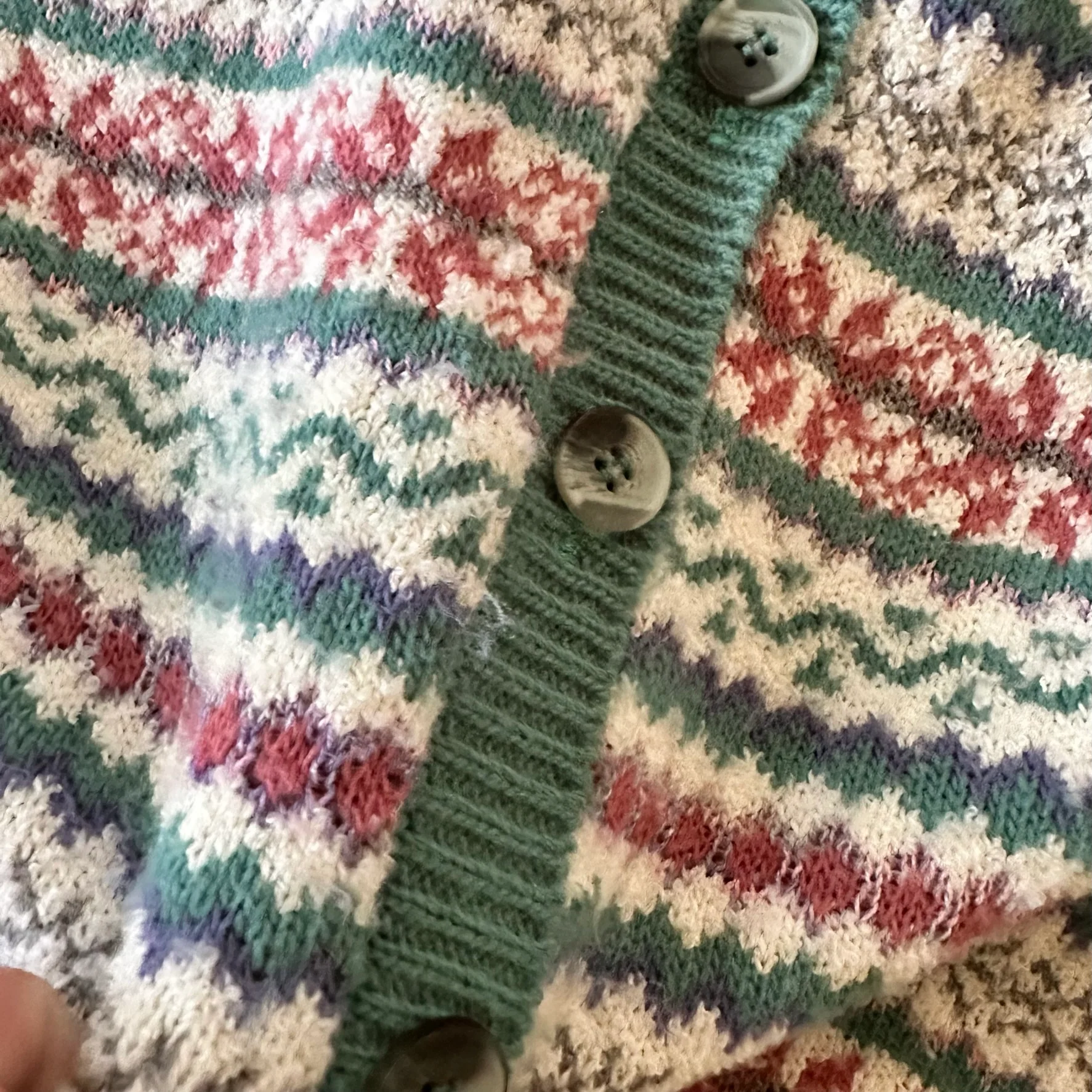 90s Cottage Striped Cardigan Sweater - Image 7