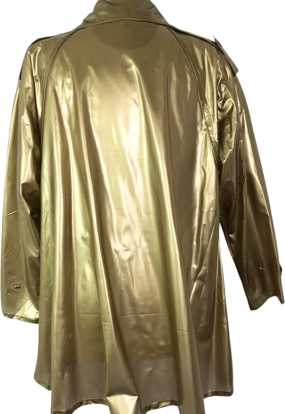 80s Crazy Cool Gold Metallic Raincoat By Razzle Dazzle - Image 2