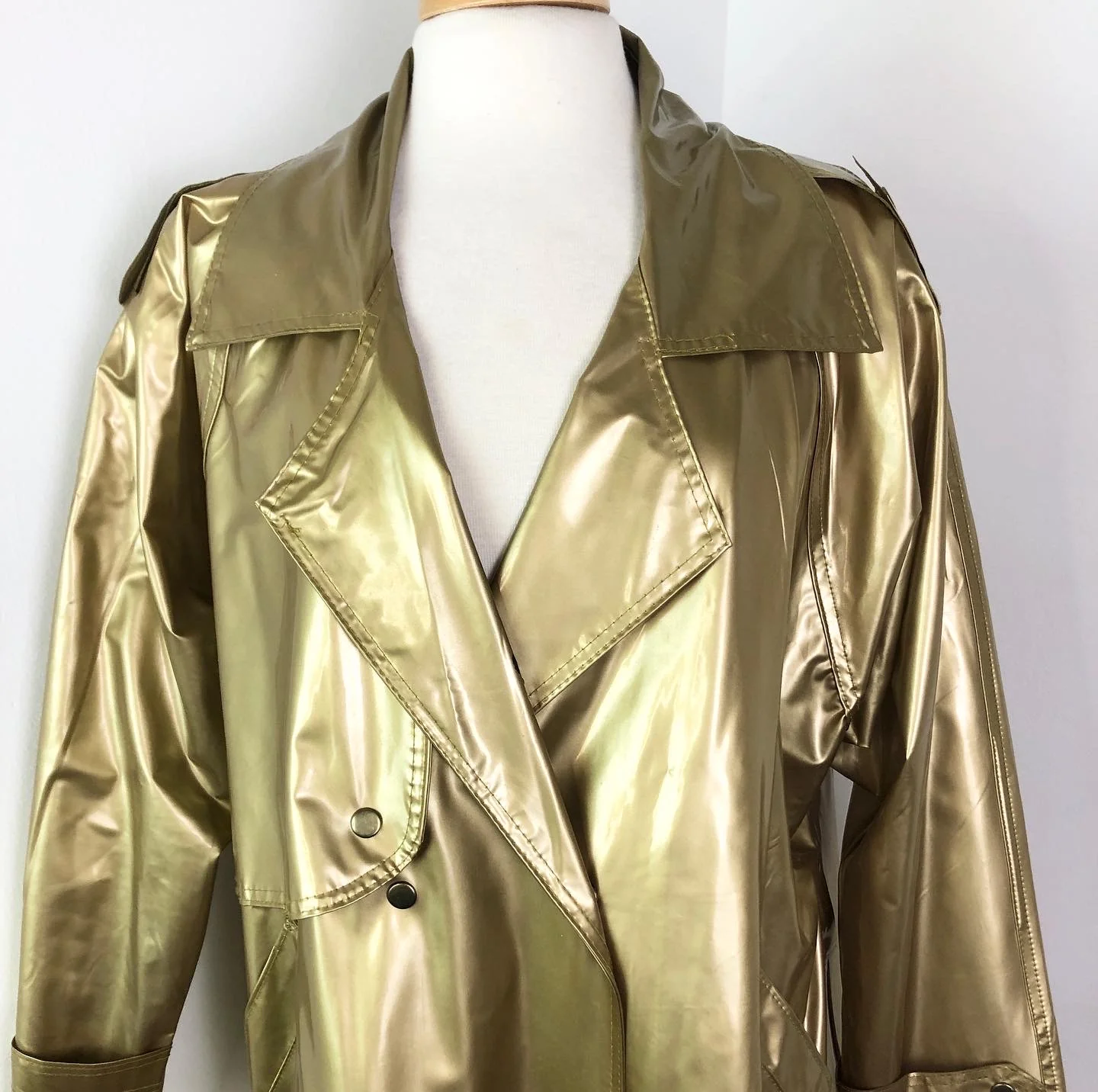 80s Crazy Cool Gold Metallic Raincoat By Razzle Dazzle - Image 4