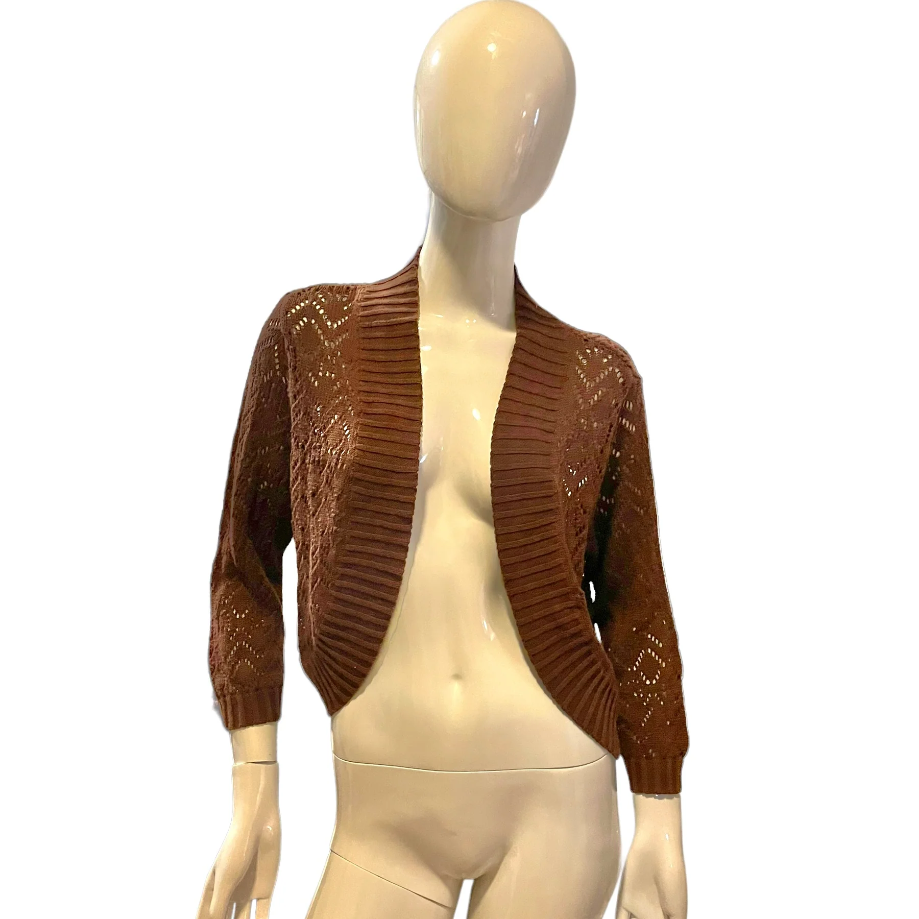 90s Crochet Shrug Three Quarter Sleeve Bolero - Image 10
