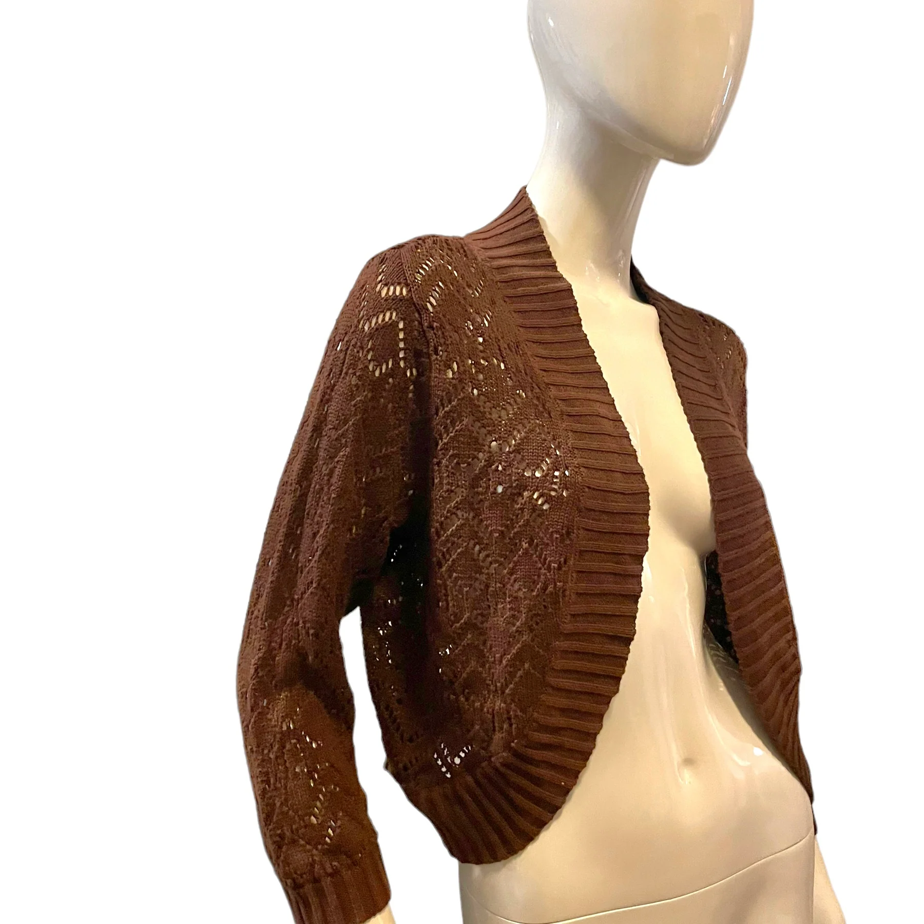 90s Crochet Shrug Three Quarter Sleeve Bolero - Image 3