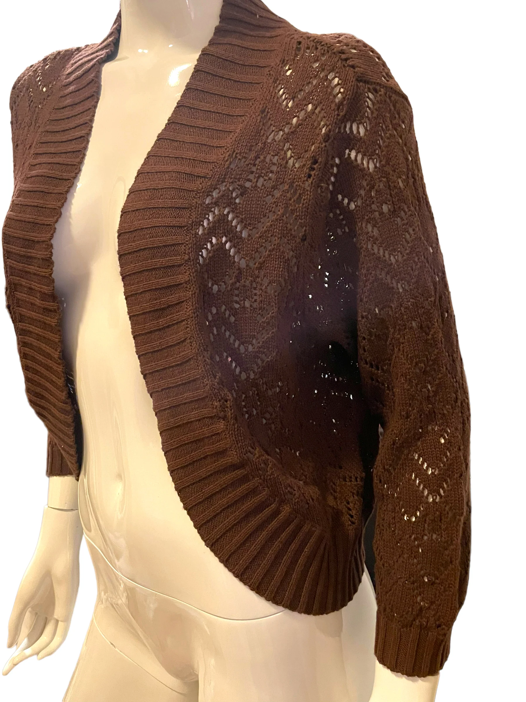 90s Crochet Shrug Three Quarter Sleeve Bolero - Image 4