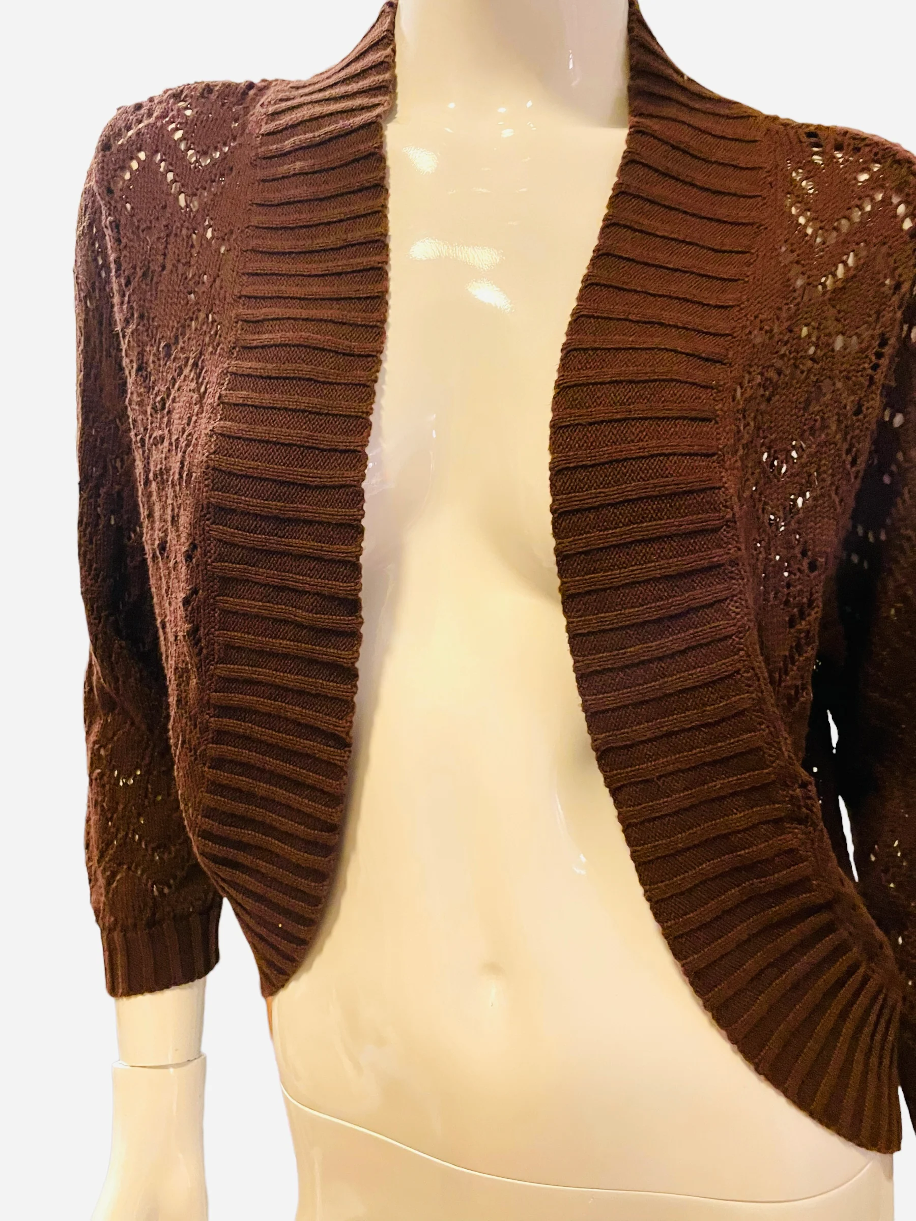 90s Crochet Shrug Three Quarter Sleeve Bolero - Image 7