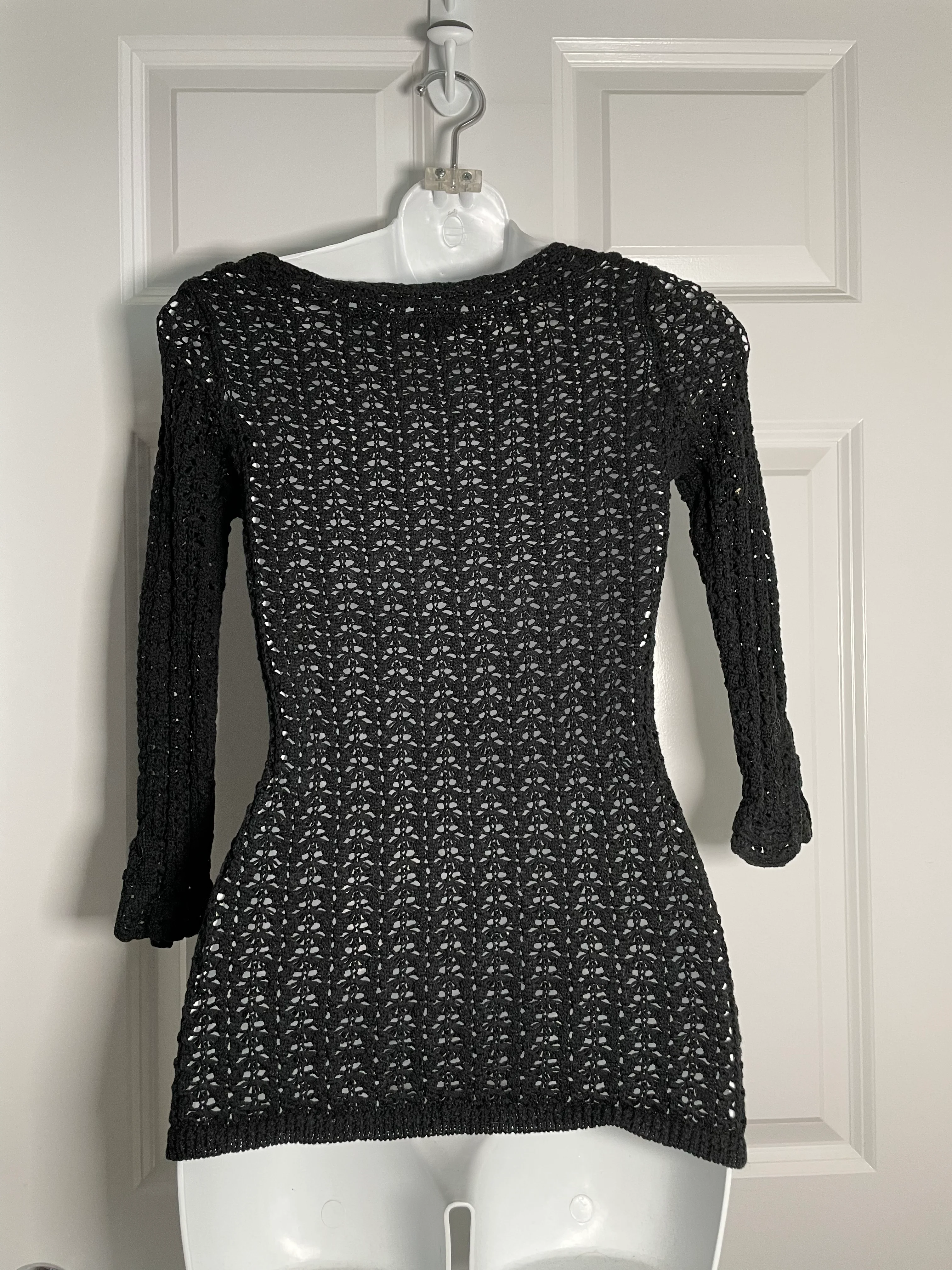 90s Crochet Grunge V Neckline Pullover Sweater Black - Image 10