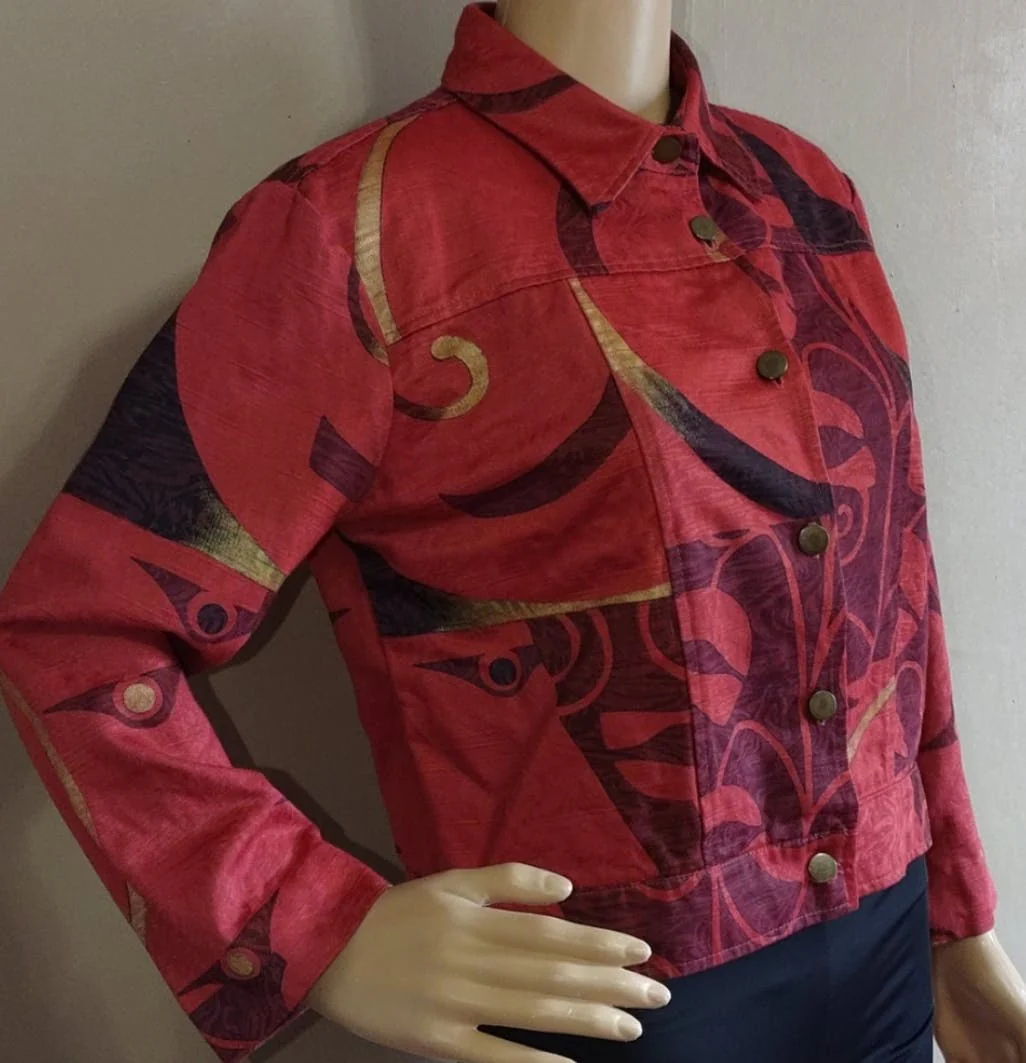 90's Orange Art Deco Cropped Jacket by Sharon Endick Kate - Image 3