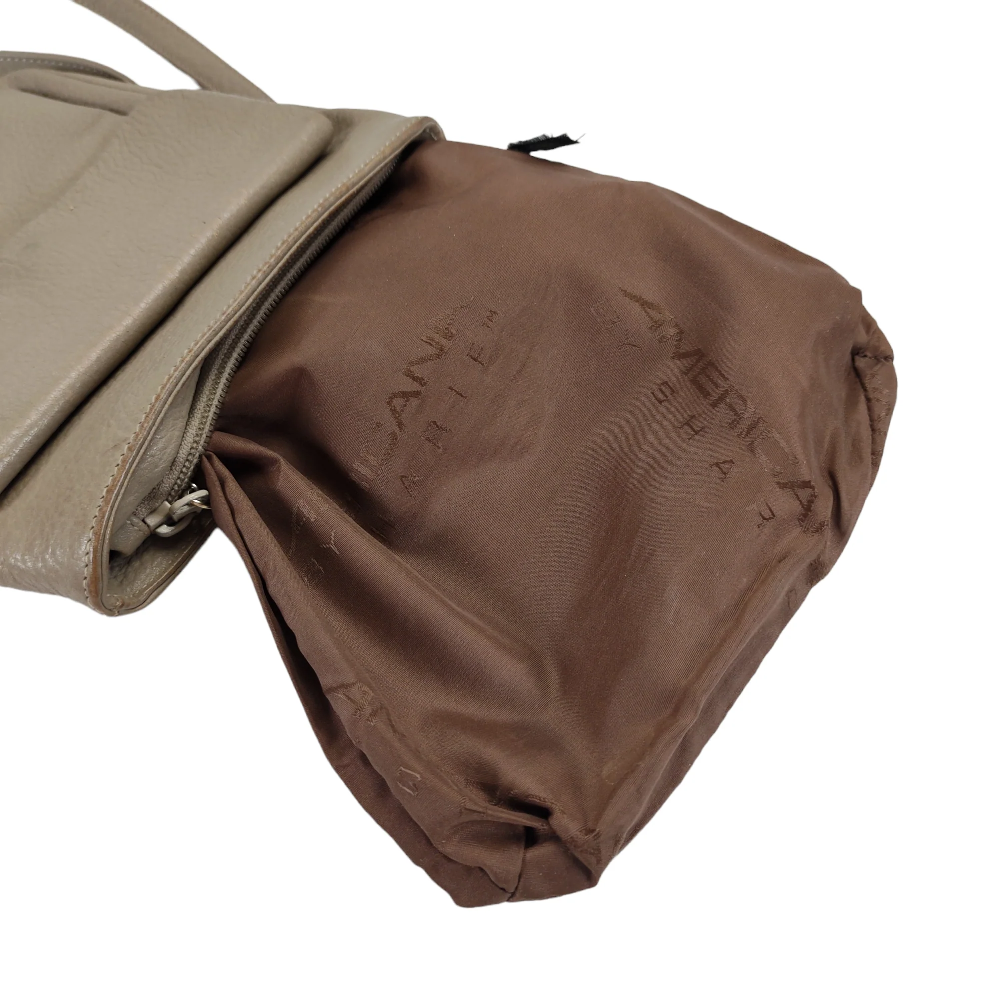 90s Crossbody Purse Taupe Pebbled Leather Minimalist by  Sharif - Image 15