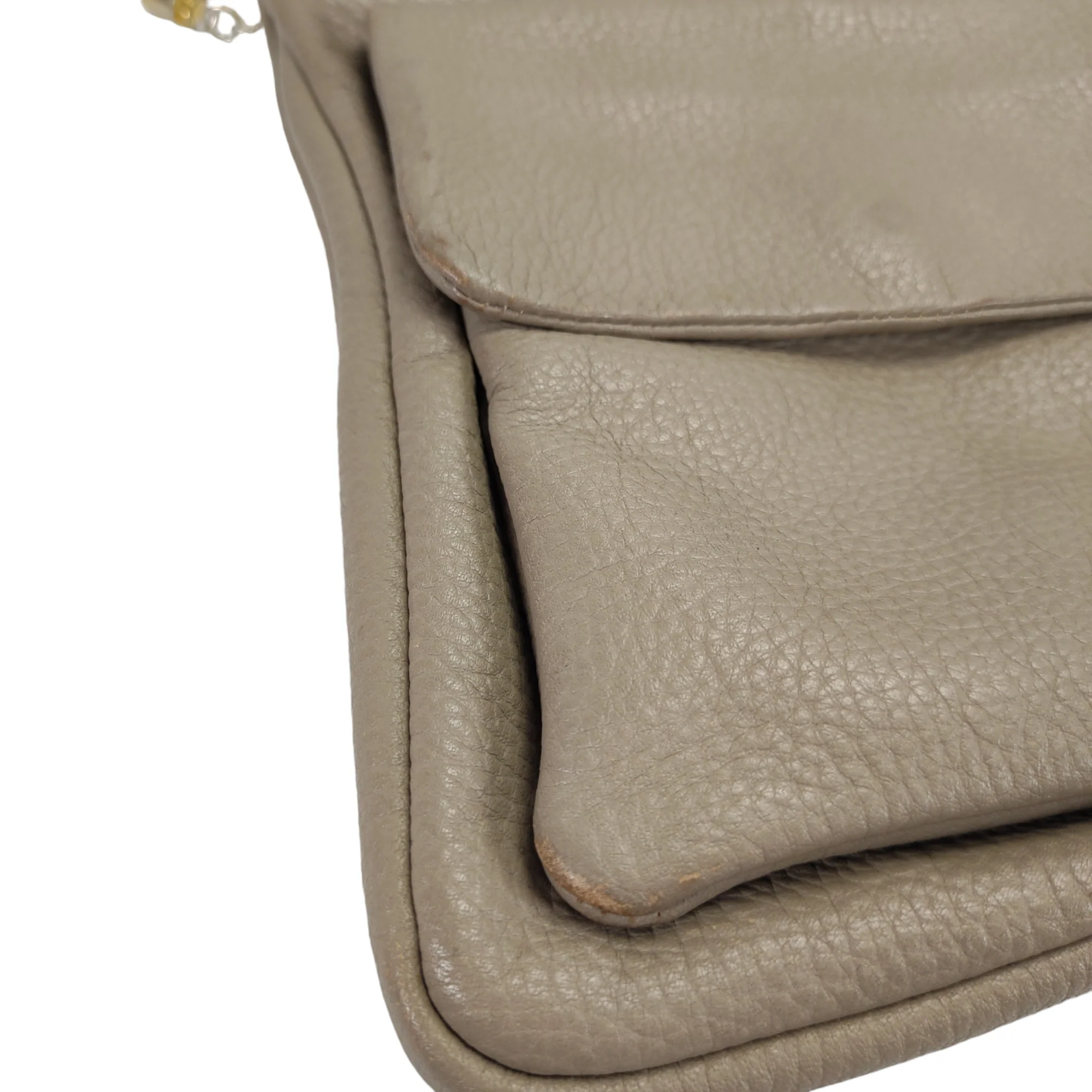 90s Crossbody Purse Taupe Pebbled Leather Minimalist by  Sharif - Image 5