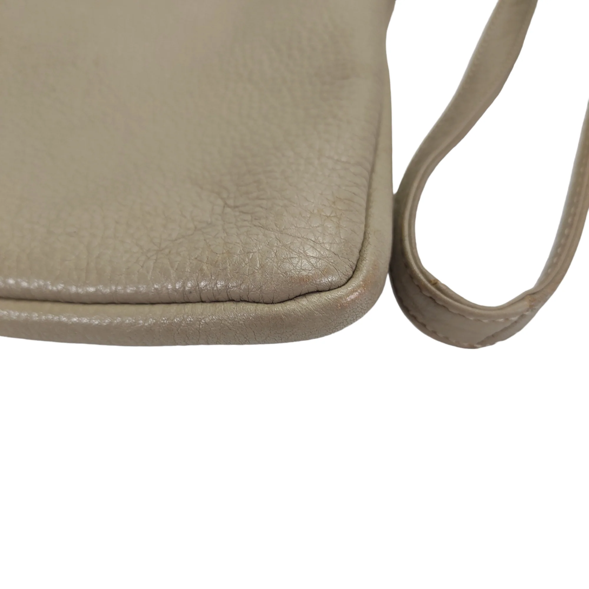 90s Crossbody Purse Taupe Pebbled Leather Minimalist by  Sharif - Image 8