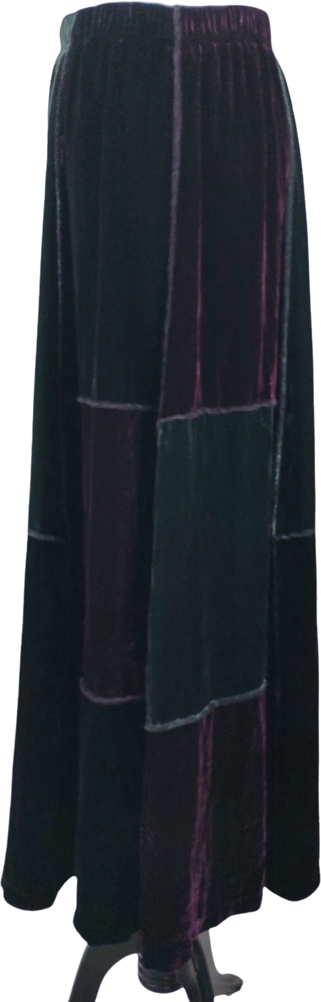 90s Crushed Velvet Patchwork Colorblock Maxi Skirt By Kamellia by Desire - Image 2