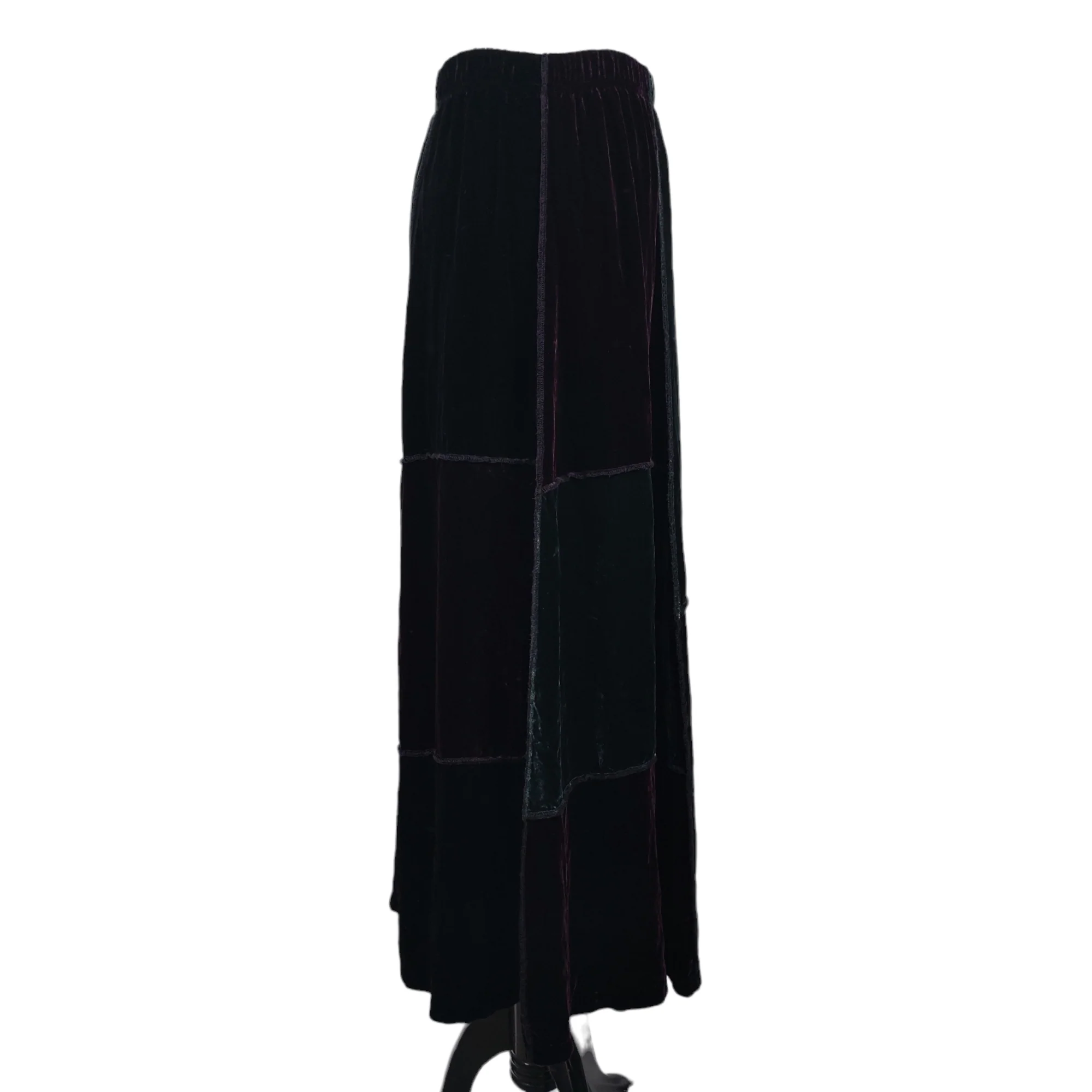 90s Crushed Velvet Patchwork Colorblock Maxi Skirt By Kamellia by Desire - Image 5