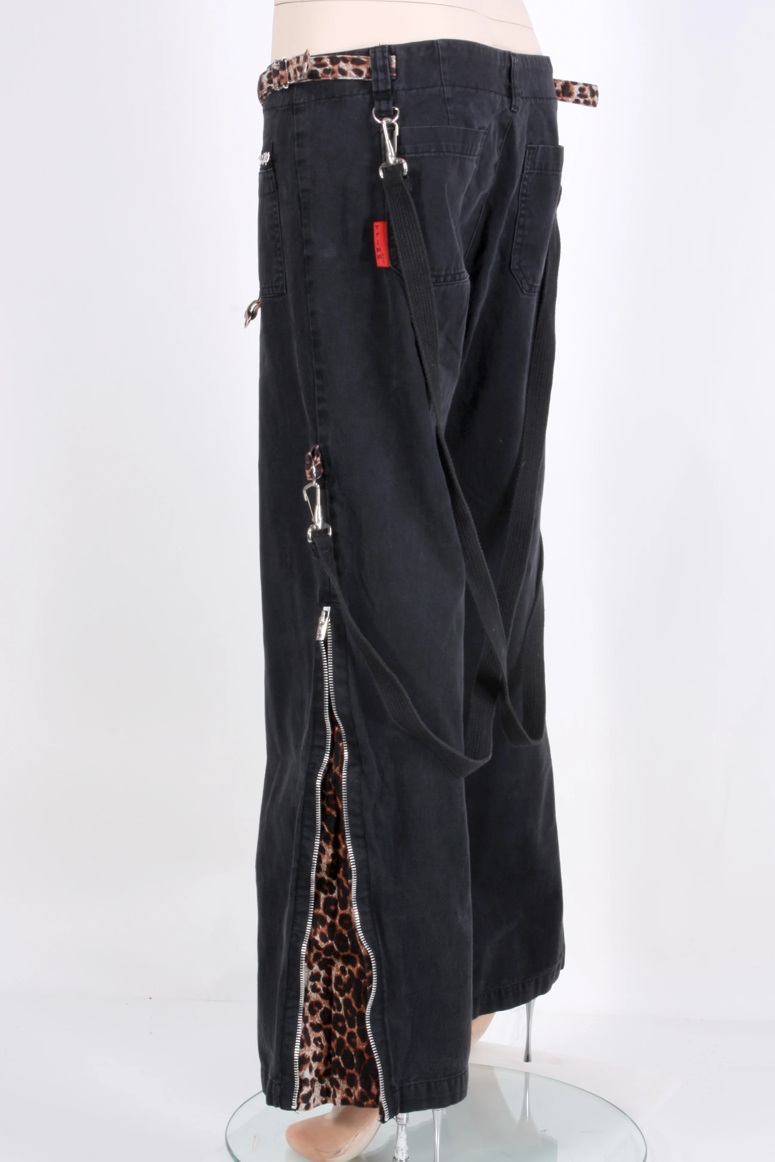 90s Daang Goodman Black Leopard Wide Leg Bondage Pants By Tripp N.y.c. - Image 8